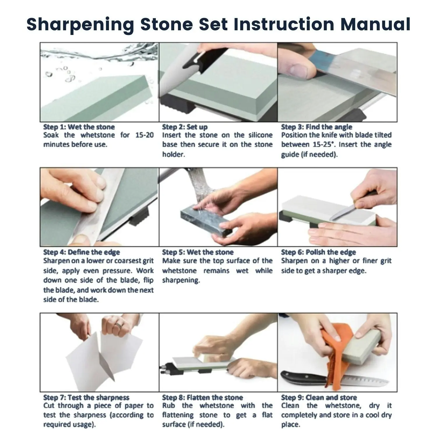 Miraklass Dual Sharpening Whetstone Waterstone Grind Knife 400/1000+3000/8000 Sharpener Grit Set