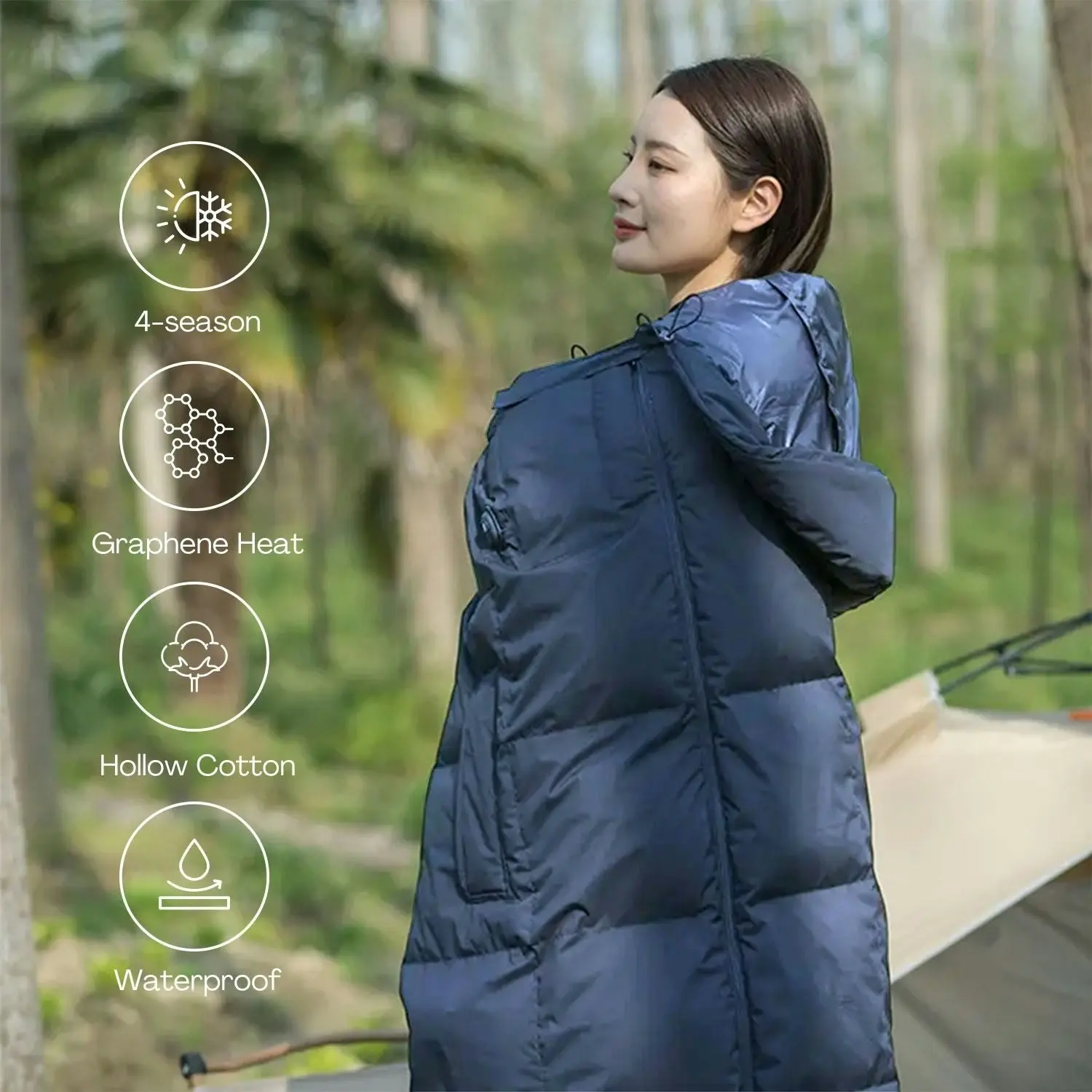 Kiliroo Sleeping Bag 350gsm Outdoor Camping Hiking Thermal Winter Single Blue