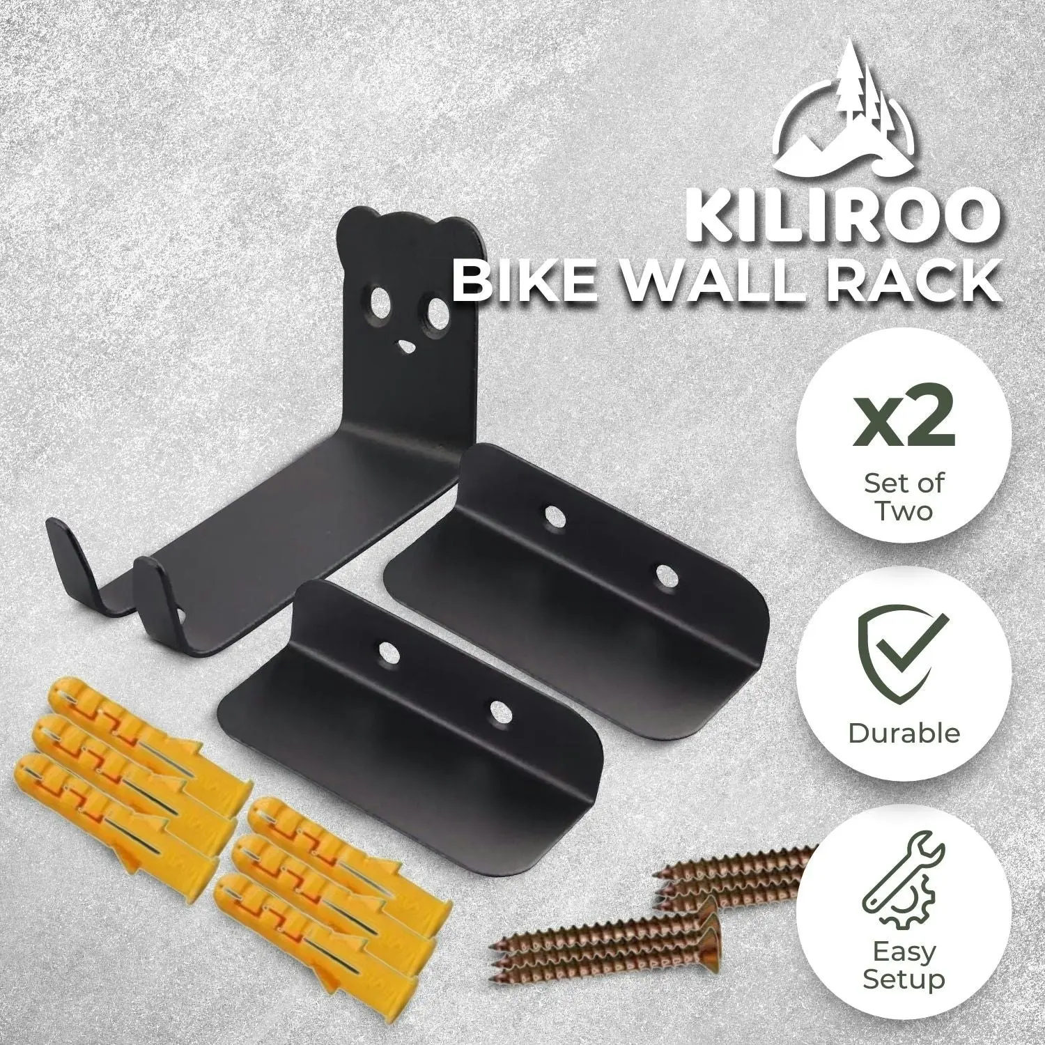 Kiliroo Set of 2 Bicycle Wall Mount Rack Bike Holder Garage Storage Hanger Hook