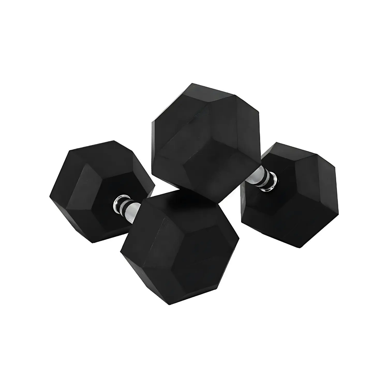 2x Verpeak 11 lb / 5 kg Rubber Hex Dumbbells - Black