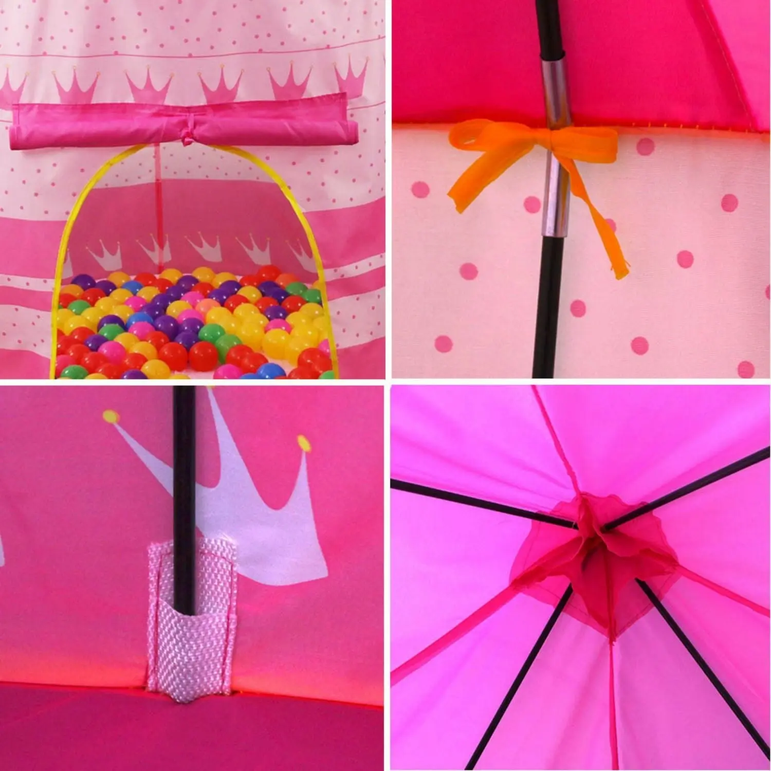 Gominimo Kids Play Tent 12 Crowns Toys Secure Stability Playhouse Pink