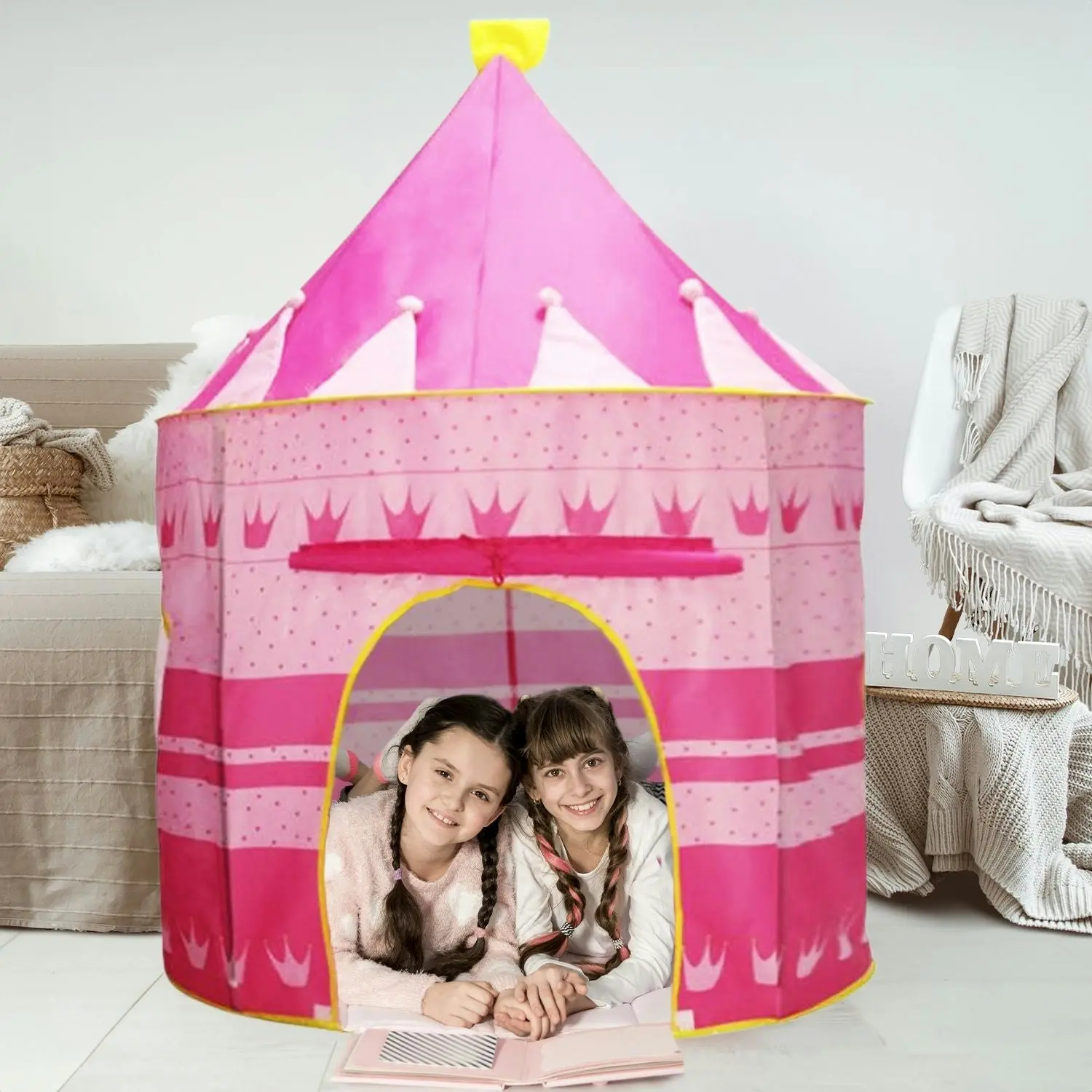 Gominimo Kids Play Tent 12 Crowns Toys Secure Stability Playhouse Pink