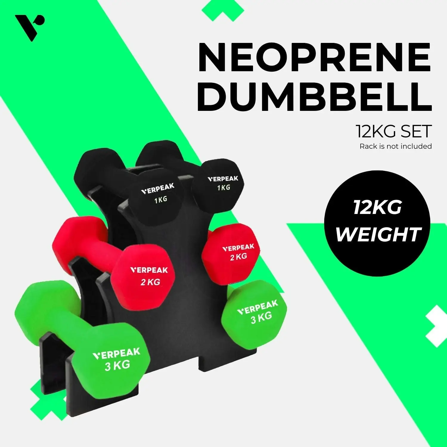 Verpeak Neoprene Dumbbell Set with Rack Home Gym Fitness Exercise 1,2,3kg x 2