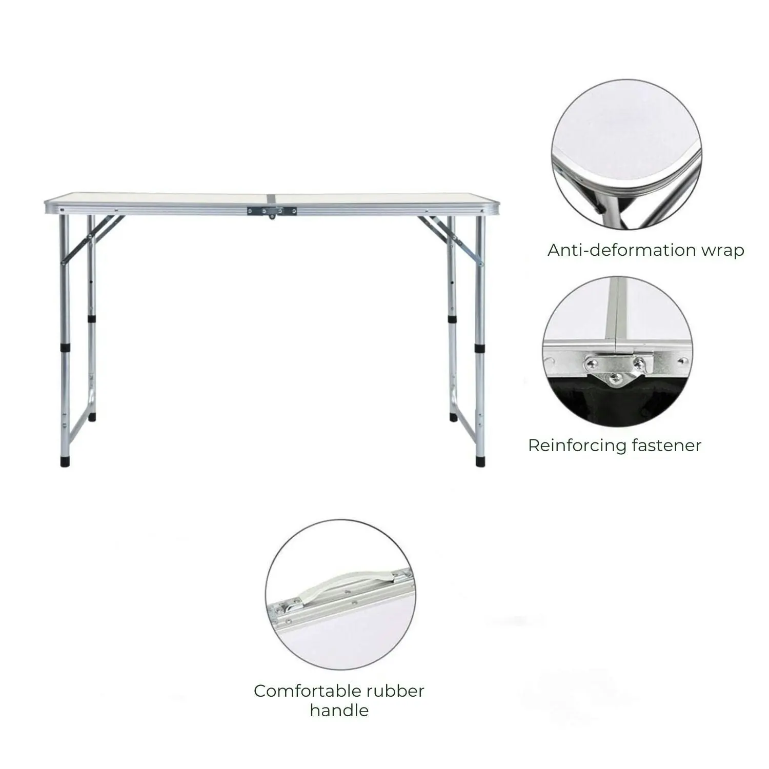 Kiliroo Folding Portable Camping Table Outdoor Picnic 120cm Silver with 4 Chair