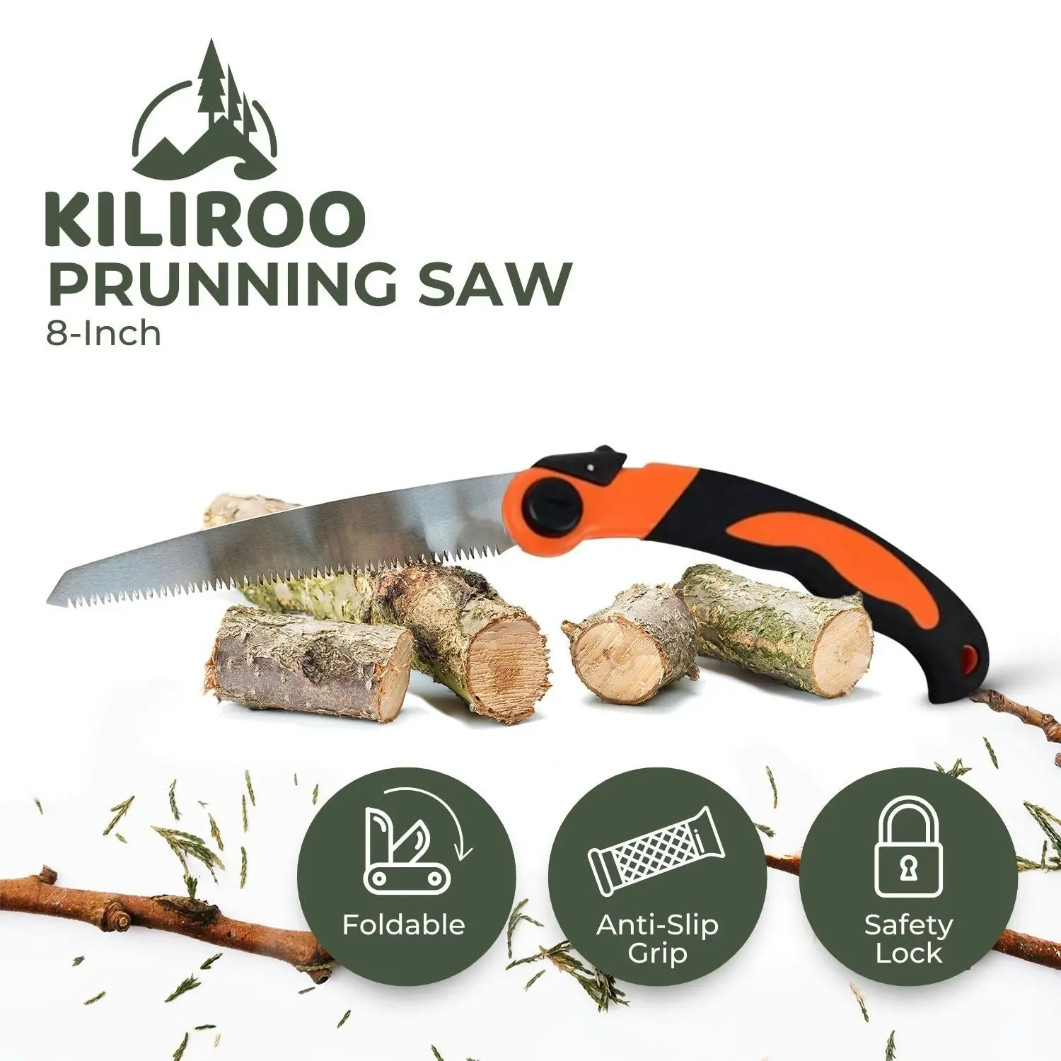 Kiliroo Camping Flip Saw 8-Inch Blade Wood Cutter Foldable Pruning Hand Saw