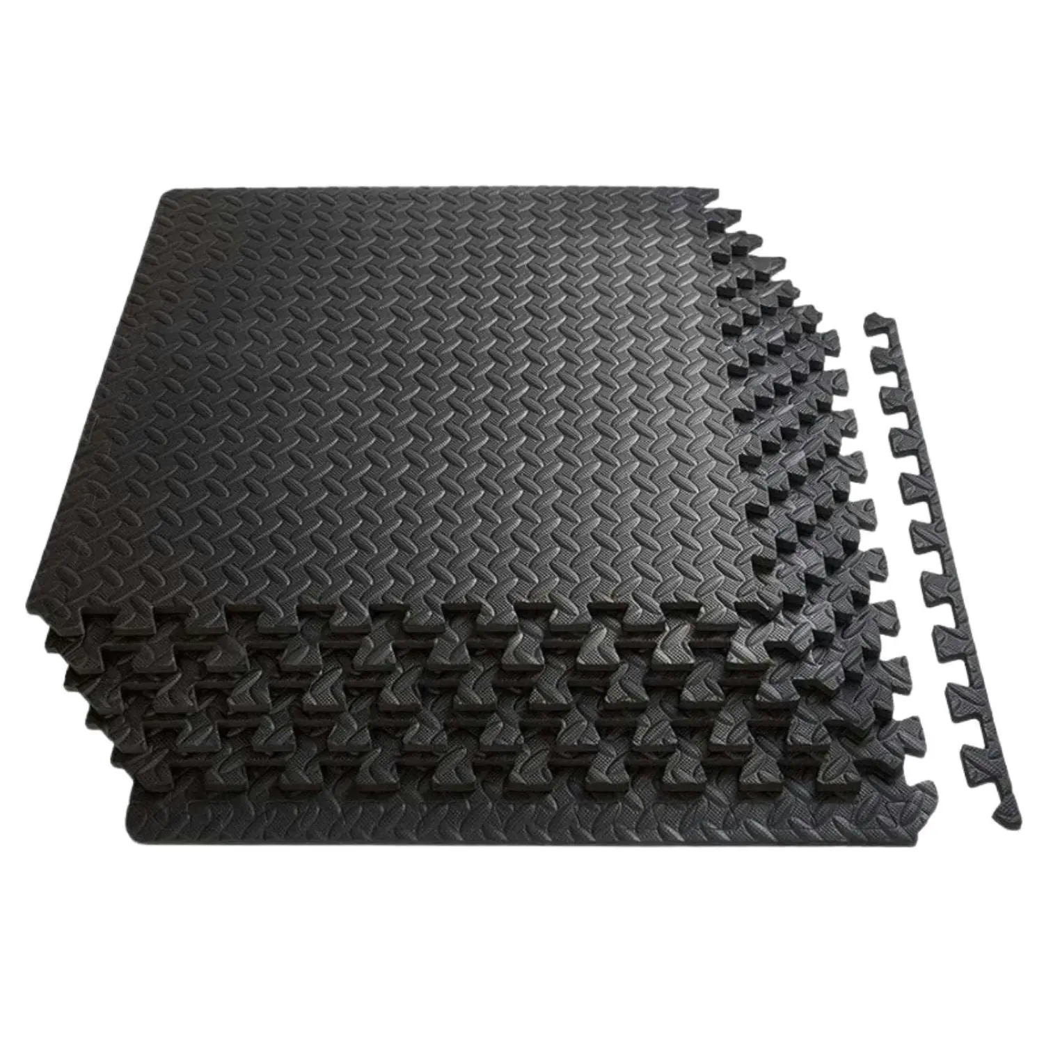 6x Verpeak Home Gyms Tiles with Border Non-Slip EVA Interlocking Foam Puzzle Gym Mat - Black