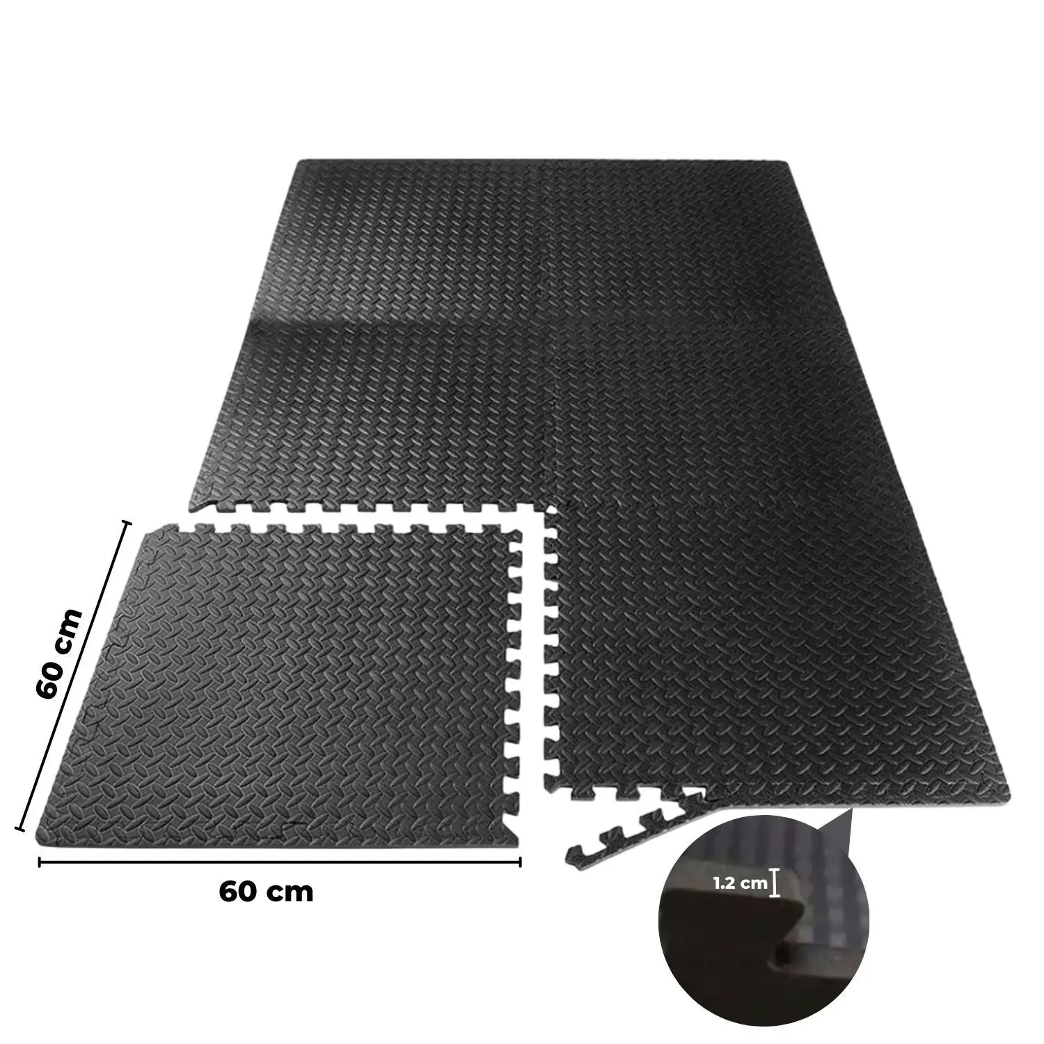 6x Verpeak Home Gyms Tiles with Border Non-Slip EVA Interlocking Foam Puzzle Gym Mat - Black