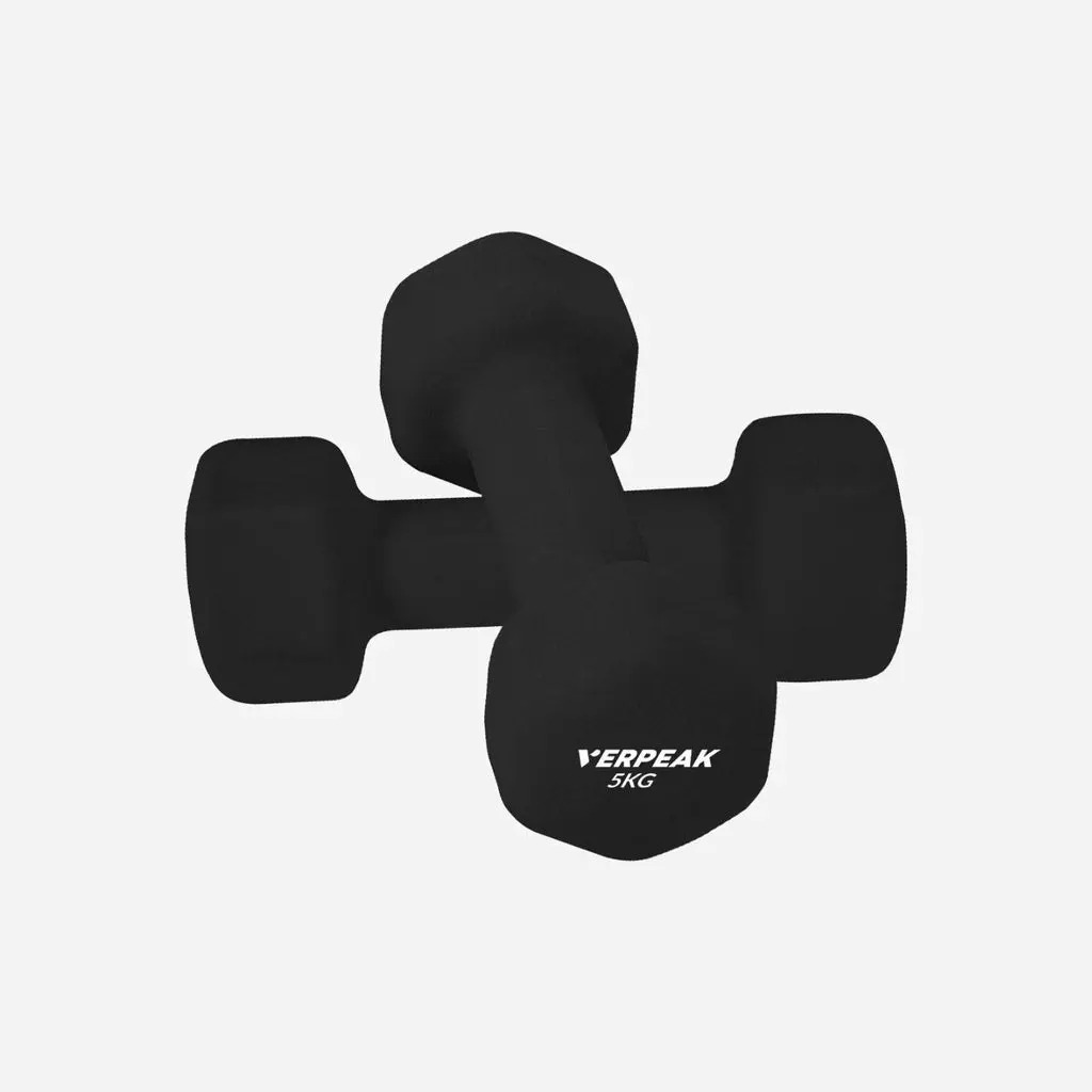 2pcs Verpeak 5kg Exercise Fitness Gym Workout Weights Neoprene Dumbbell - Black