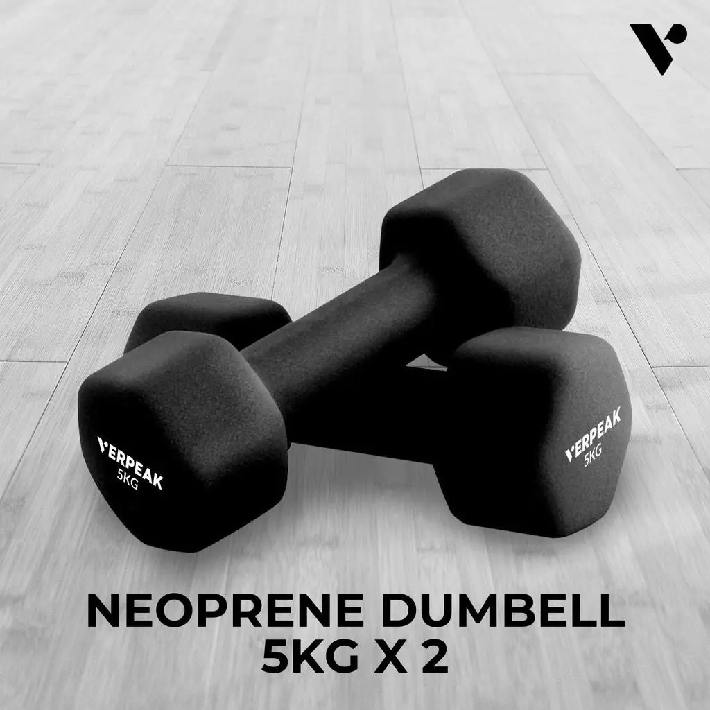 2pcs Verpeak 5kg Exercise Fitness Gym Workout Weights Neoprene Dumbbell - Black