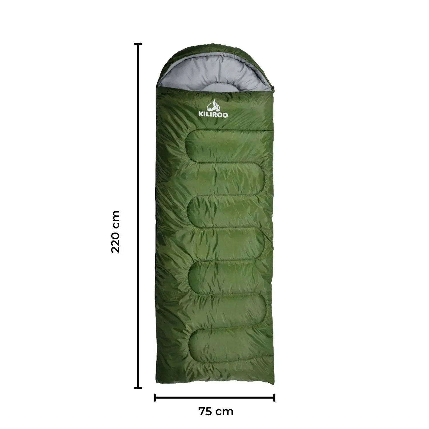 Kiliroo Single Camping 500GSM Sleeping Bag - Army Green