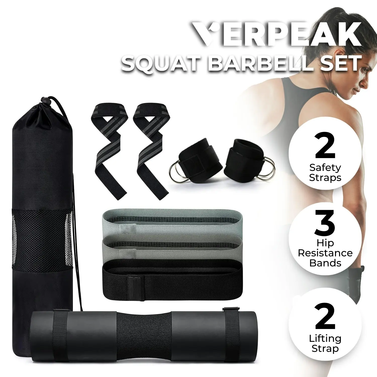 Verpeak Essential Barbell Shoulder Pad - Barbell Neck Pad,Barbell Support Pad,Barbell Bar Pad,Squat Pad,Hip Thrust Pad,Gym Bar Pad,Squat Pad,Barbell Foam Pad