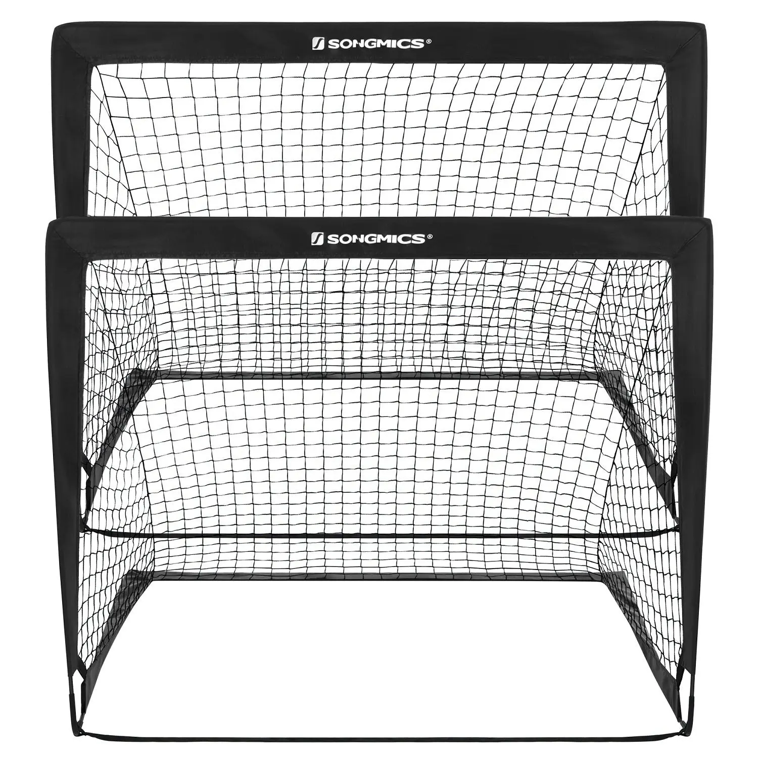 2x SONGMICS 120cm Portable Football Goal Nets Rebounder Sports Training Soccer Net - Black