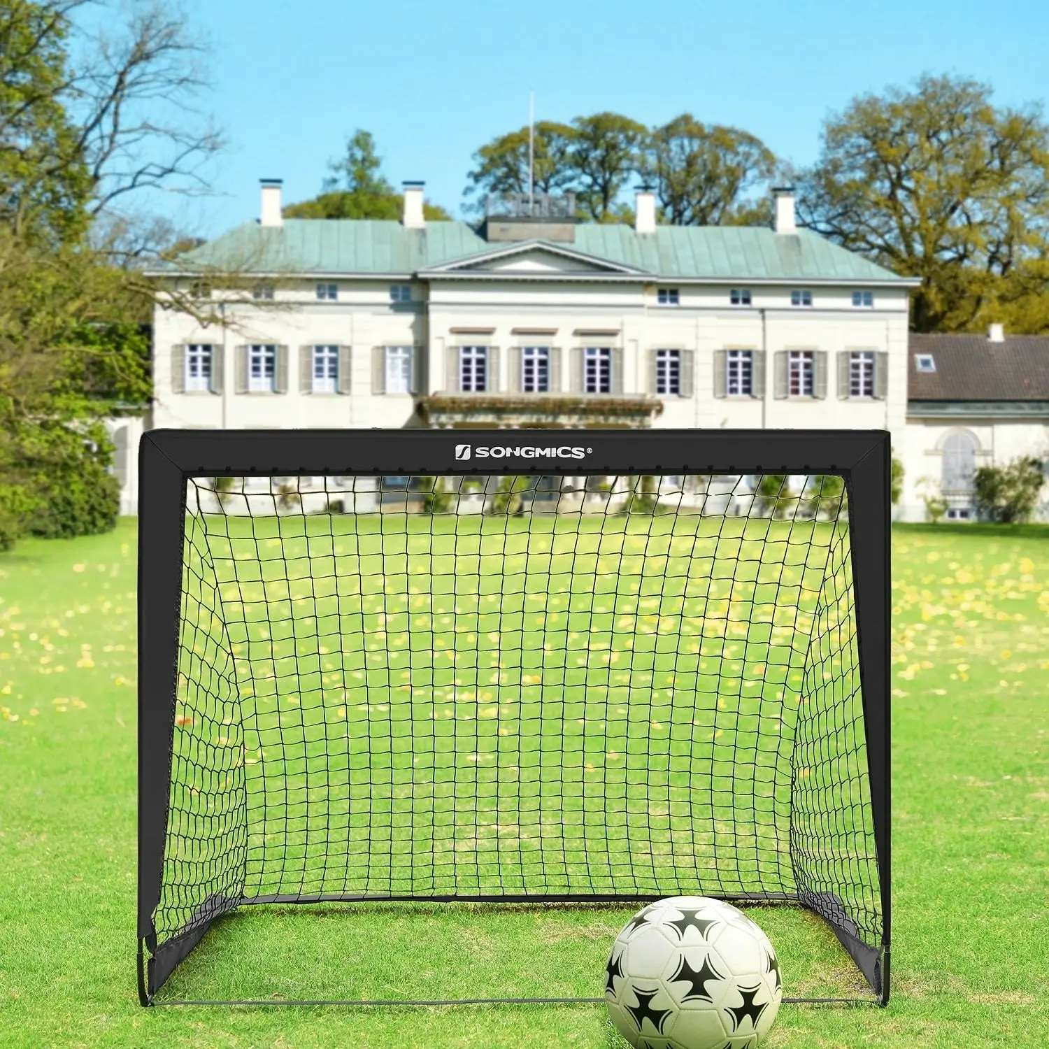 2x SONGMICS 120cm Portable Football Goal Nets Rebounder Sports Training Soccer Net - Black