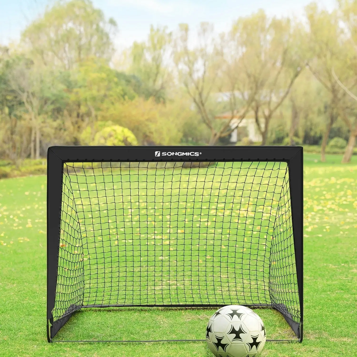 2x SONGMICS 120cm Portable Football Goal Nets Rebounder Sports Training Soccer Net - Black