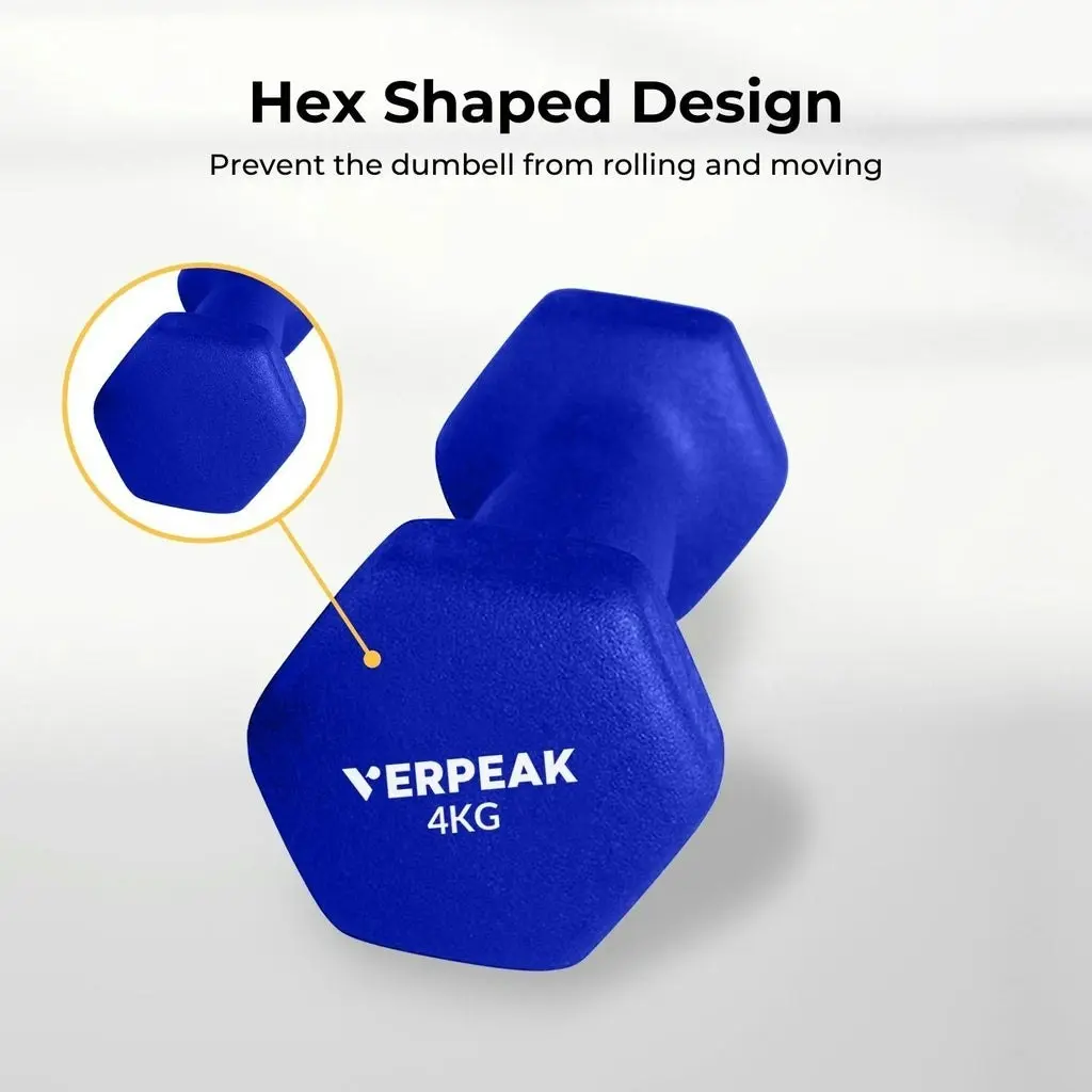 2pcs Verpeak 4kg Exercise Fitness Gym Workout Weights Neoprene Dumbbell - Blue