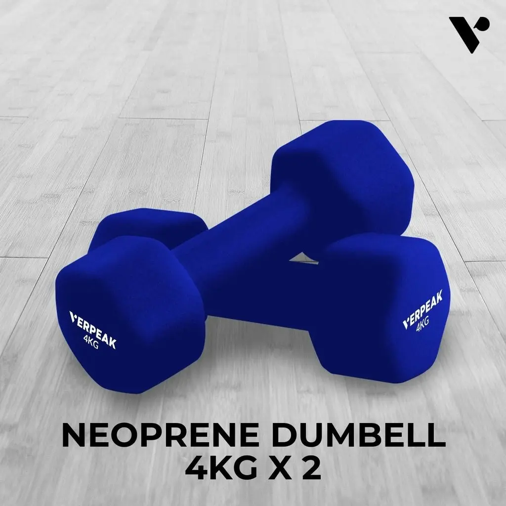 2pcs Verpeak 4kg Exercise Fitness Gym Workout Weights Neoprene Dumbbell - Blue