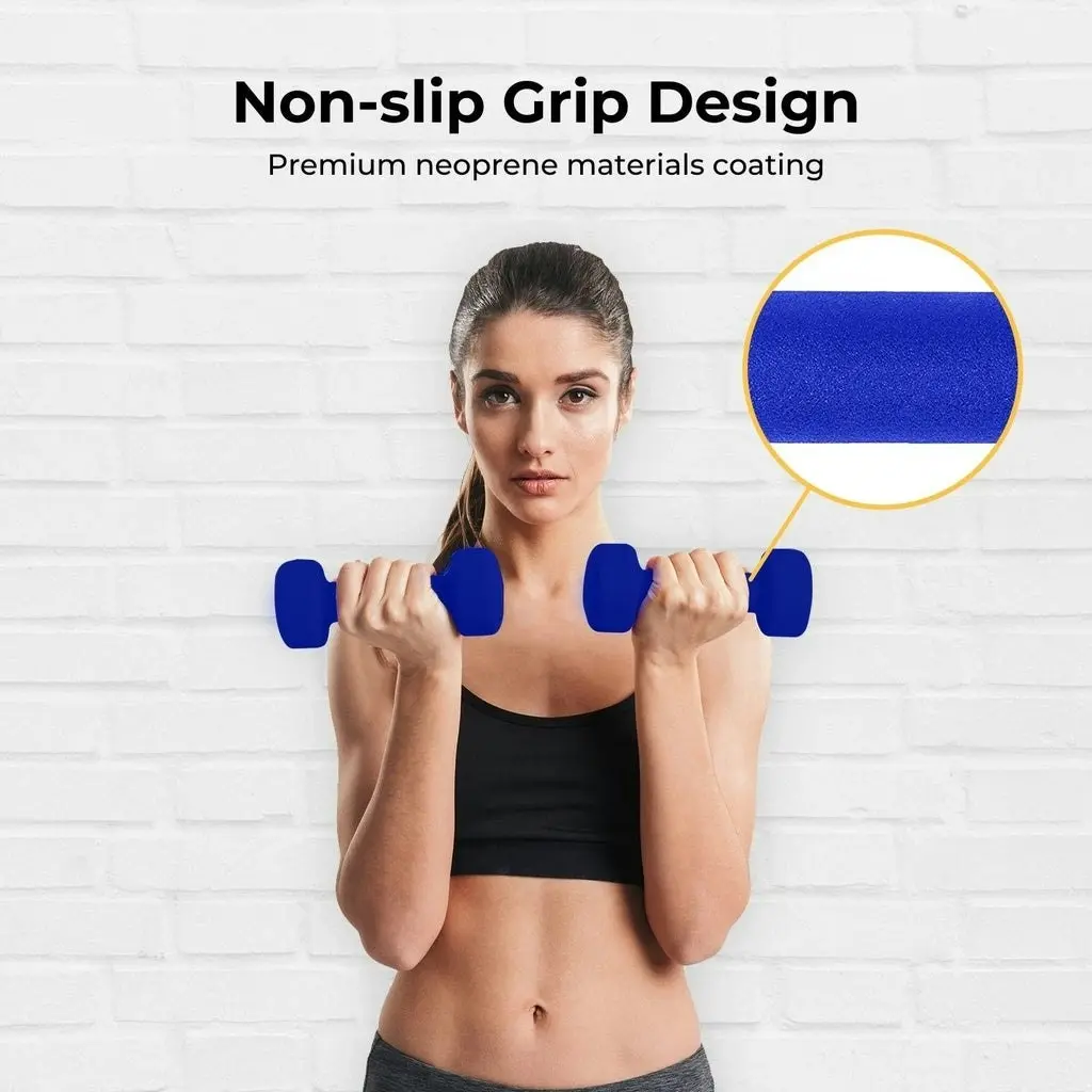 2pcs Verpeak 4kg Exercise Fitness Gym Workout Weights Neoprene Dumbbell - Blue