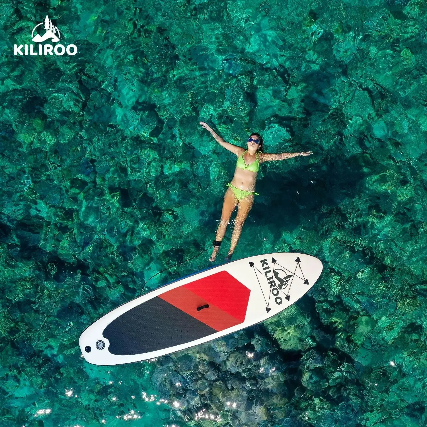 Kiliroo Inflatable Stand Up Paddle Board SUP Surfboard Red, Dark Red & Black