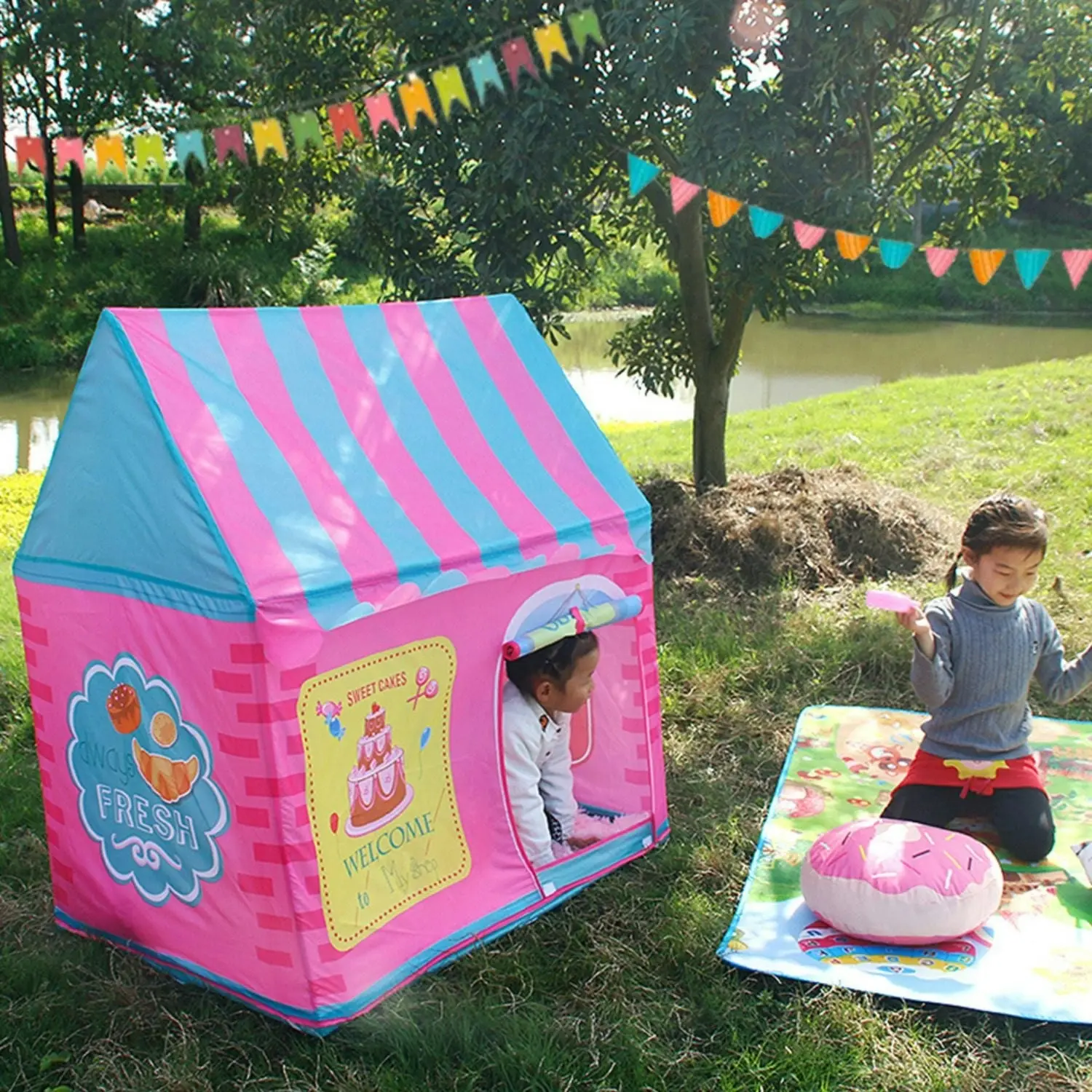 Gominimo Kids Play Tent Dessert House Toys Secure Stability Playhouse Pink