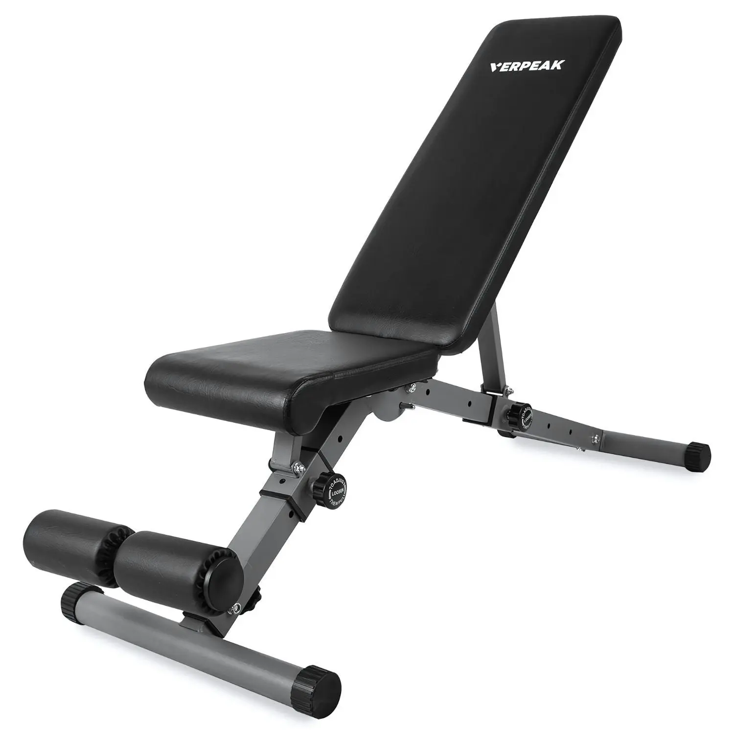 Verpeak Adjustable Incline Decline Home Gym Fitness Weight Bench Flat - Black