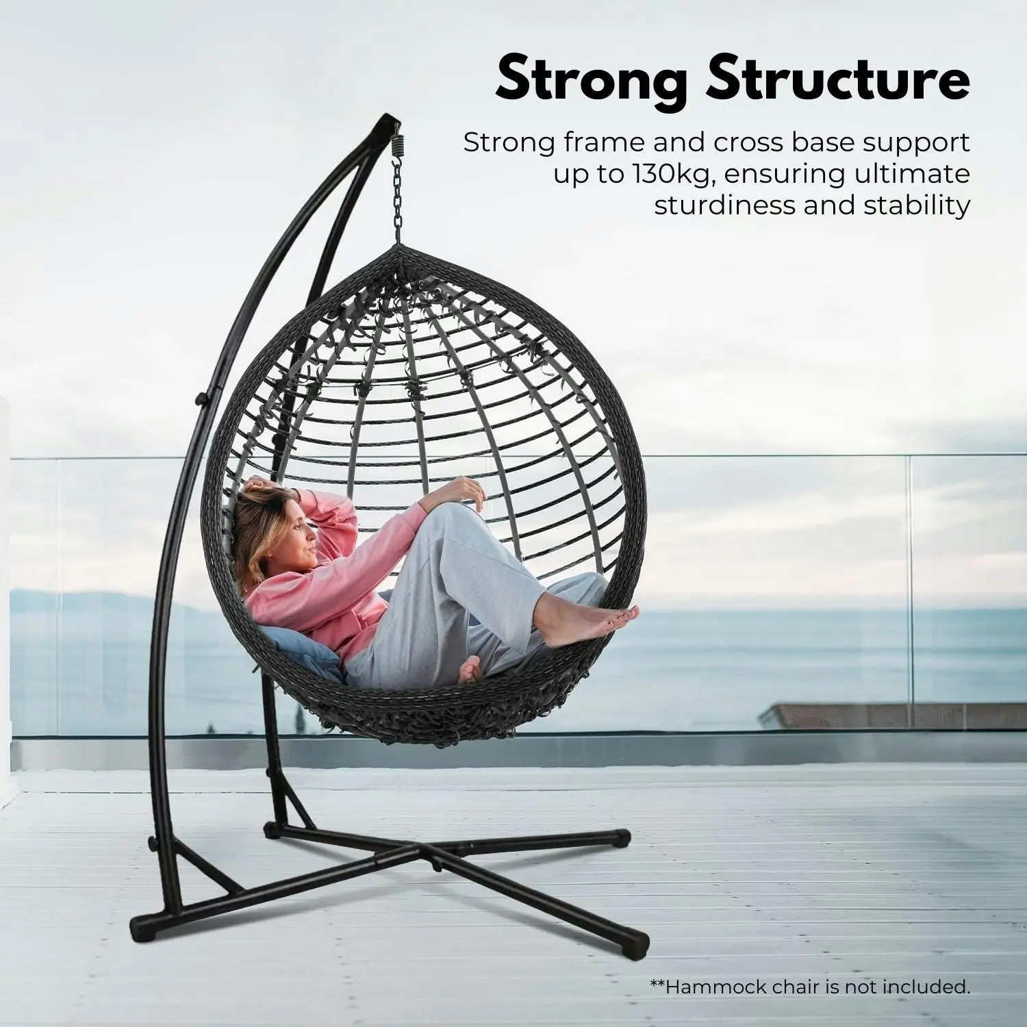 Noveden Heavy Duty Metal Frame Hammock Swing Chair Stand - Black