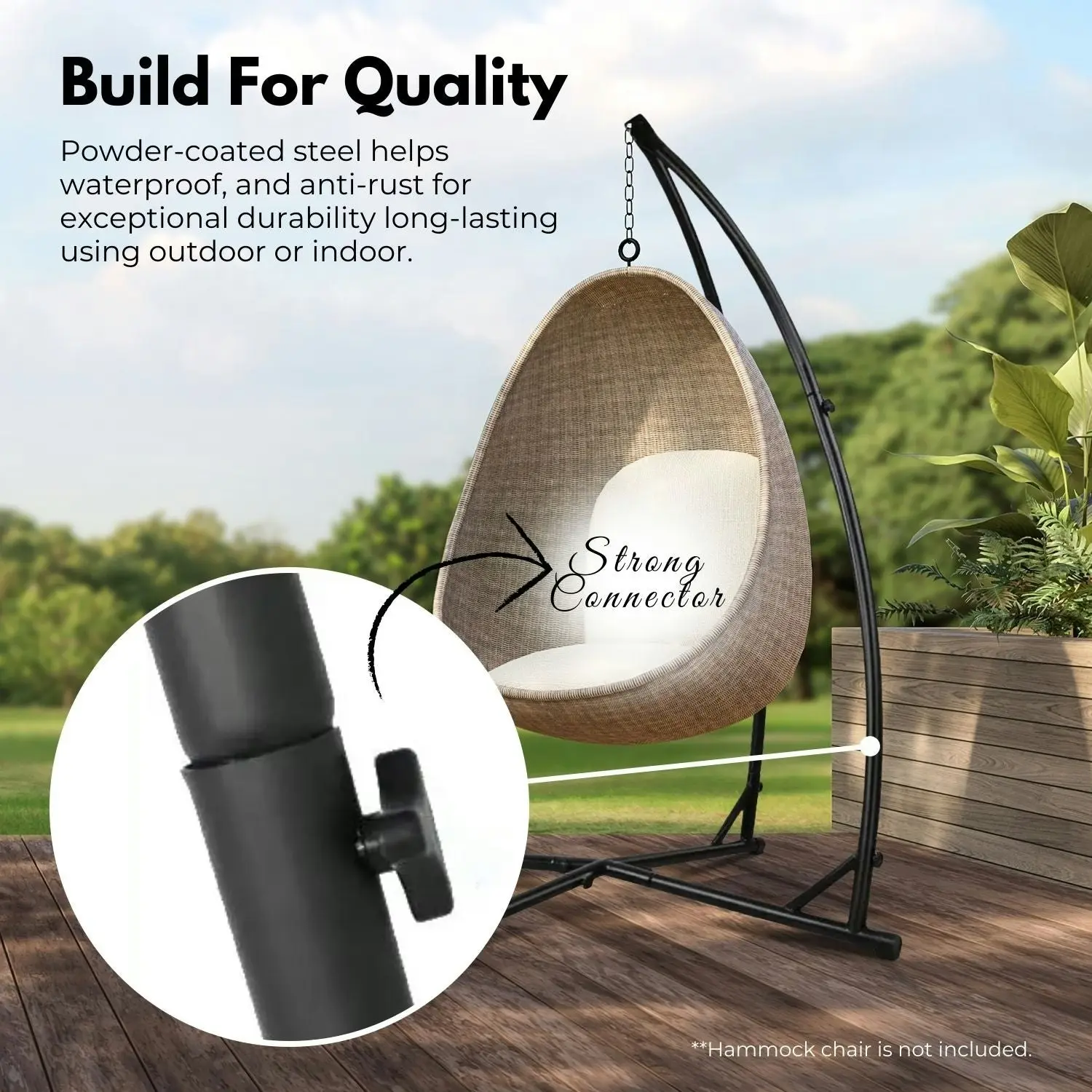 Noveden Heavy Duty Metal Frame Hammock Swing Chair Stand - Black