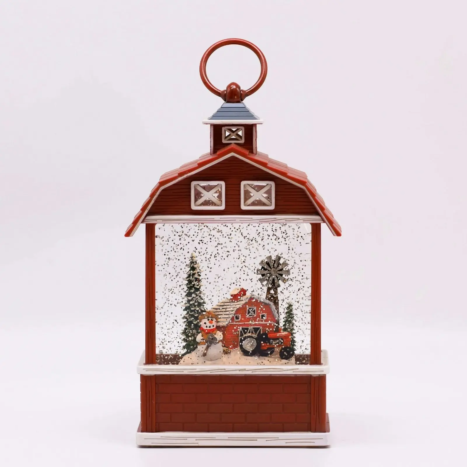 Xmas & Co. Snowing Barn With Snowman Music Playing Lantern Christmas Decorations