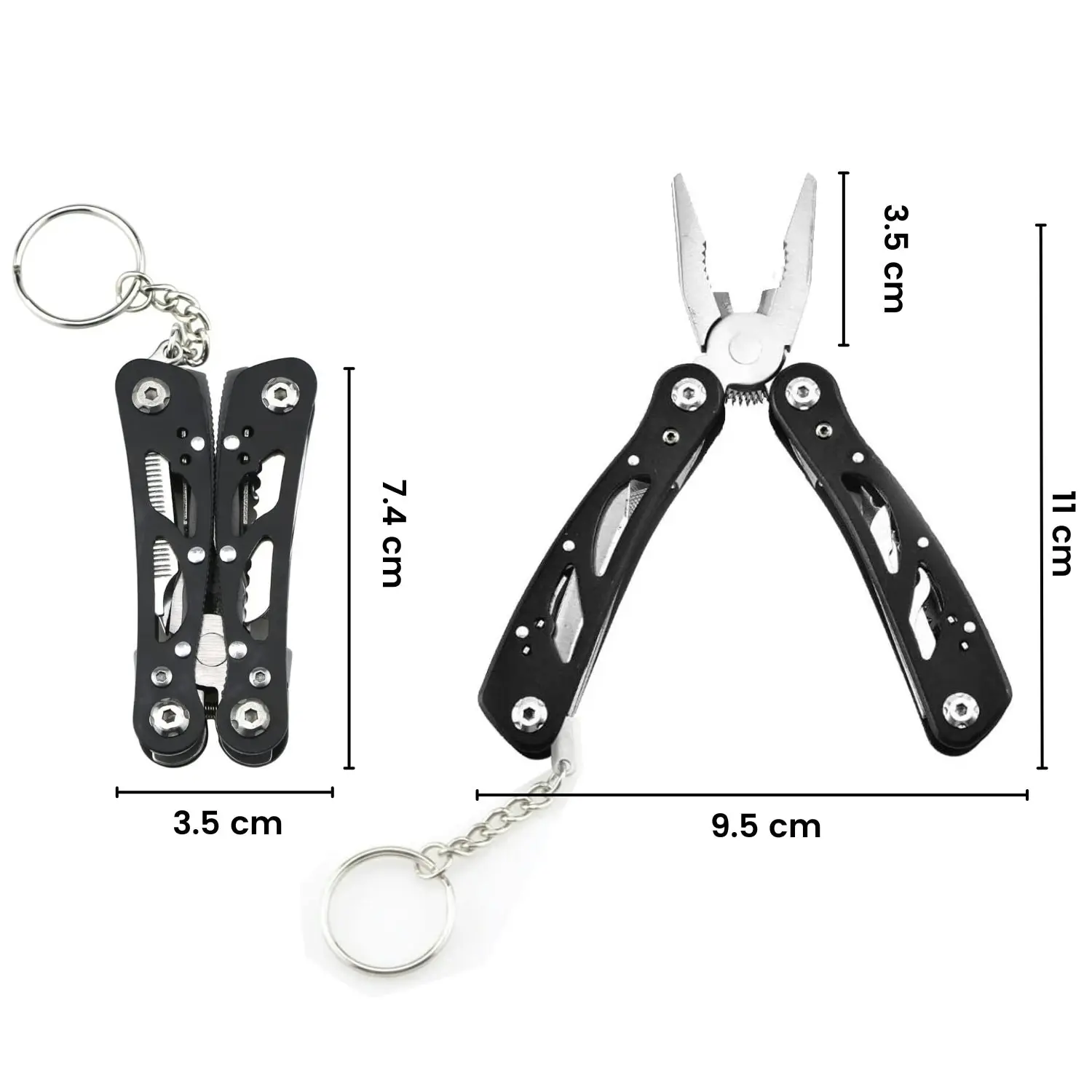 Kiliroo Multi Purpose Camping Pocketknife Multitool 13-in-1 Kit Lightweight Black