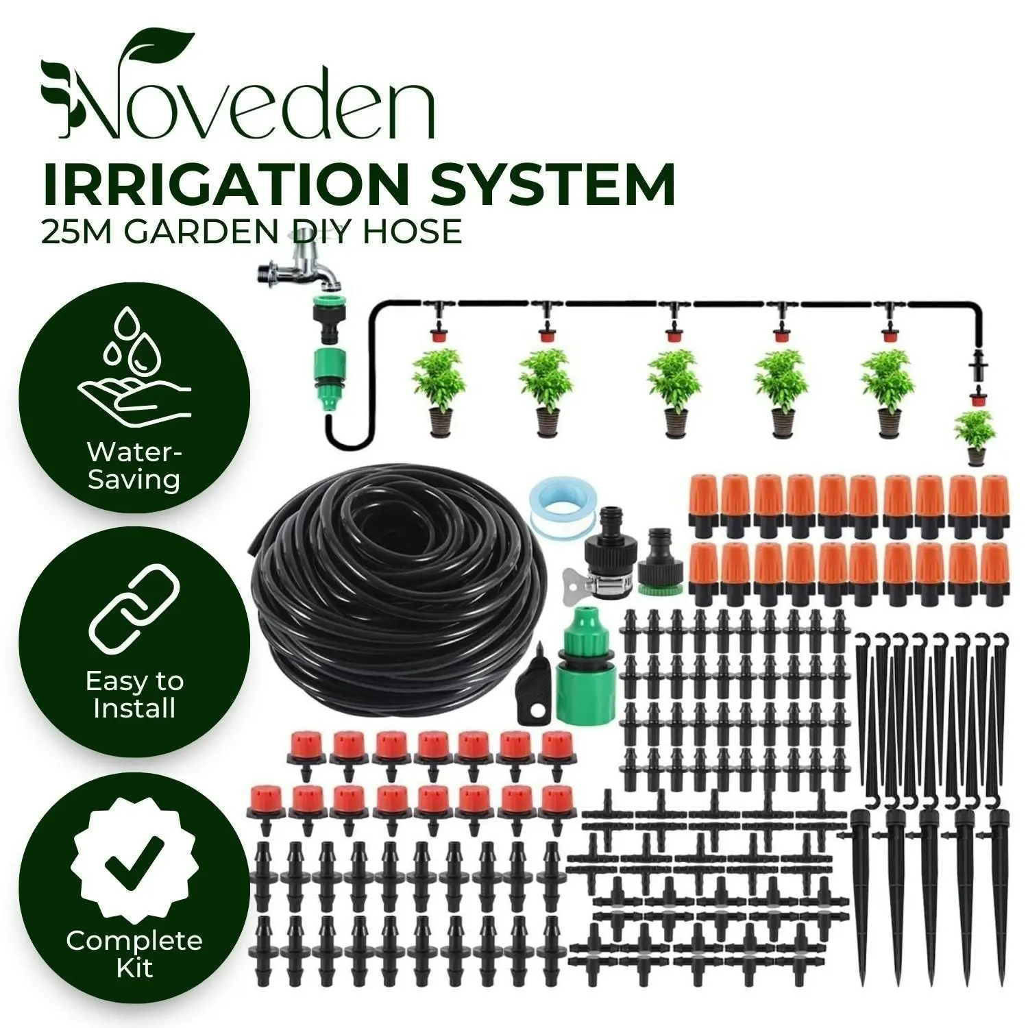 Noveden Auto Irrigation System Adjustable Sprinkler Garden Lawn Water Sprayer