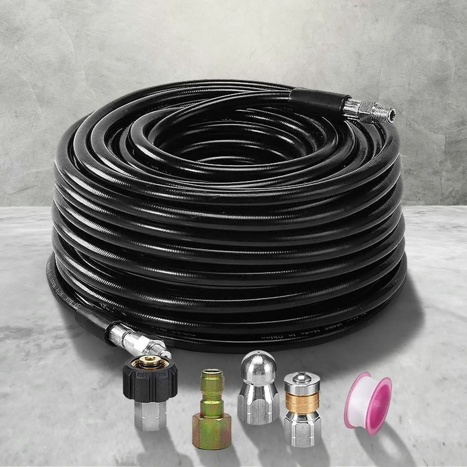 RYNOMATE High Pressure Washer Hose Pipe Sewer Jetter Kit Drain Cleaning Cleaner