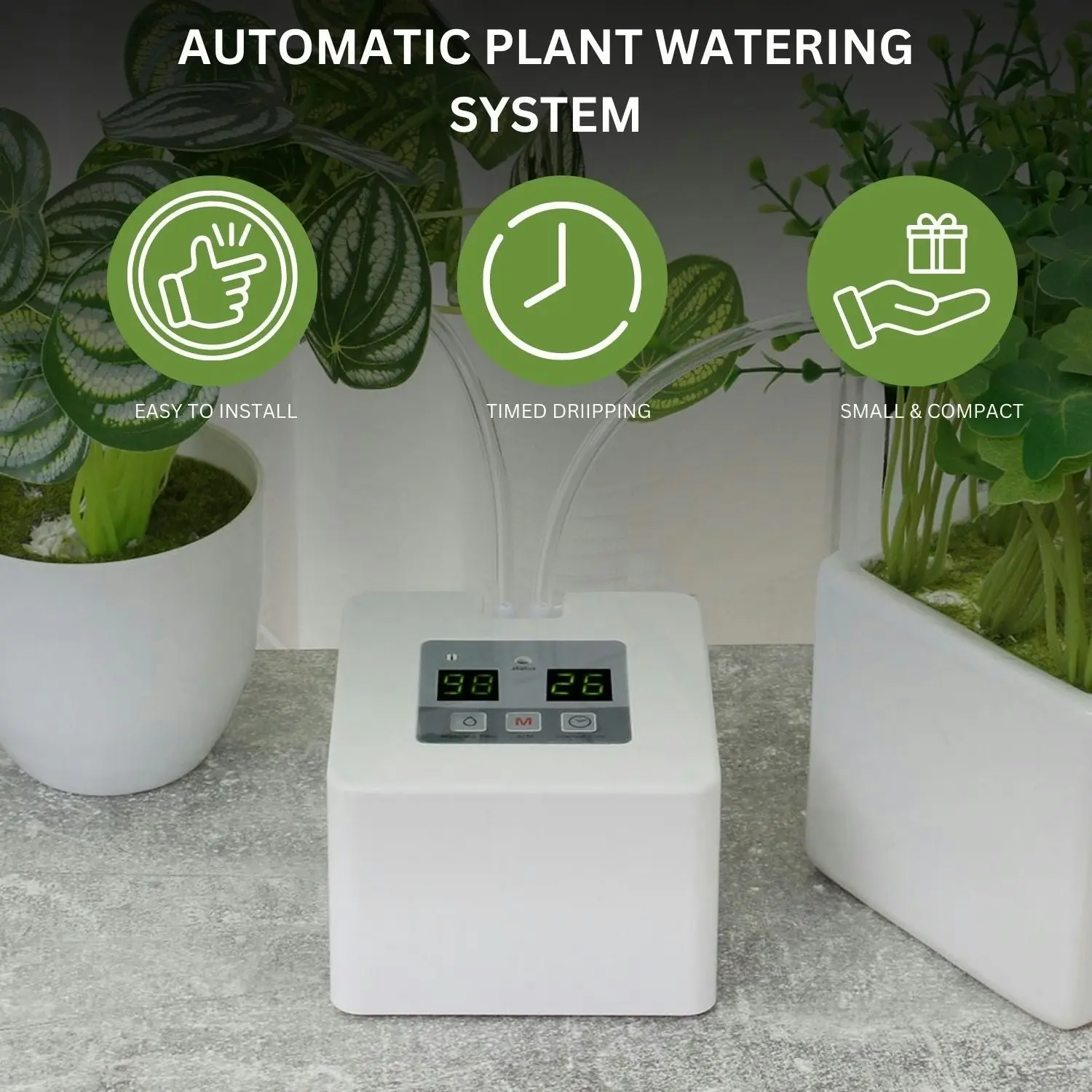 Noveden Plant Watering System with DIY 30Day Programmable (White) NE-PWD-101-JCE