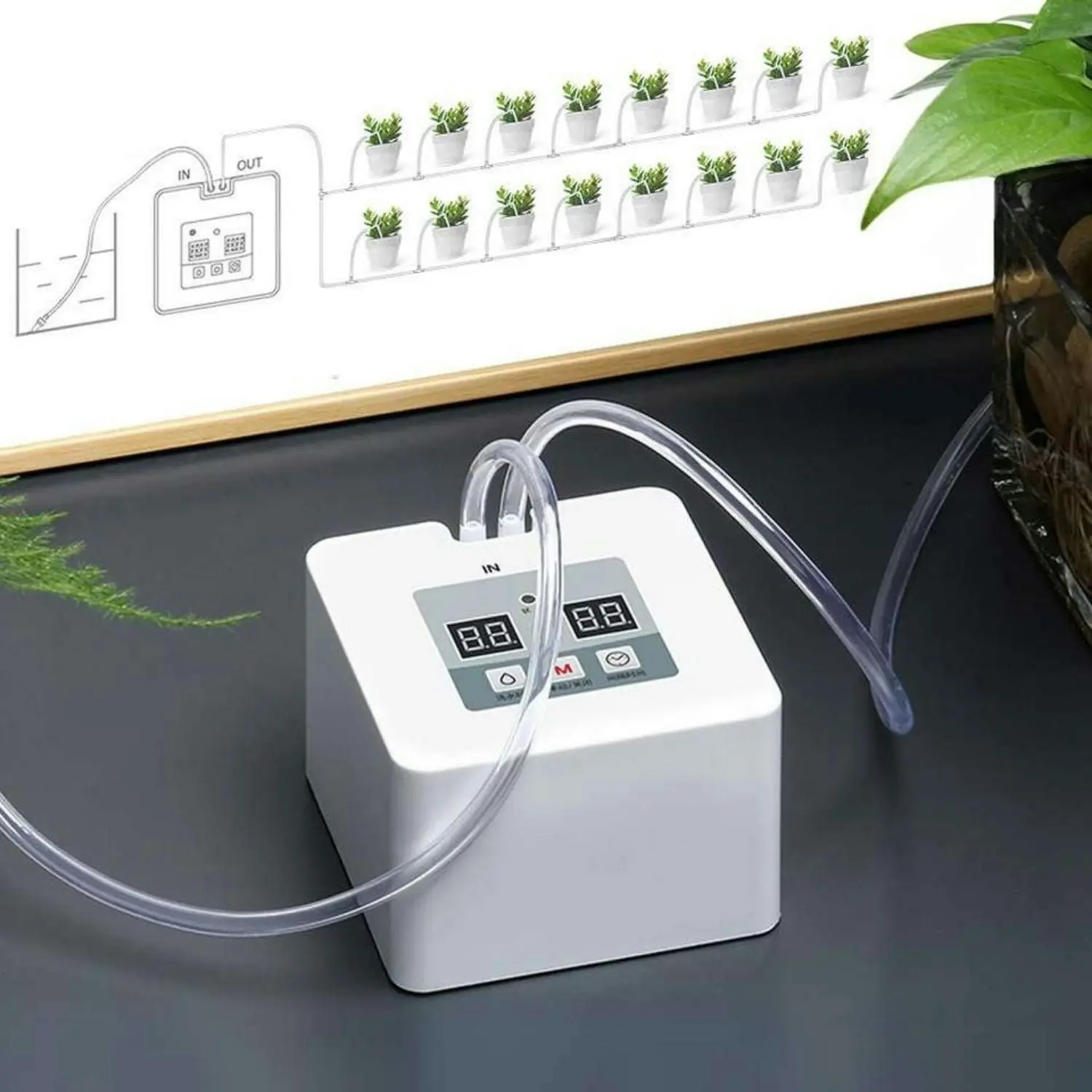 Noveden Plant Watering System with DIY 30Day Programmable (White) NE-PWD-101-JCE