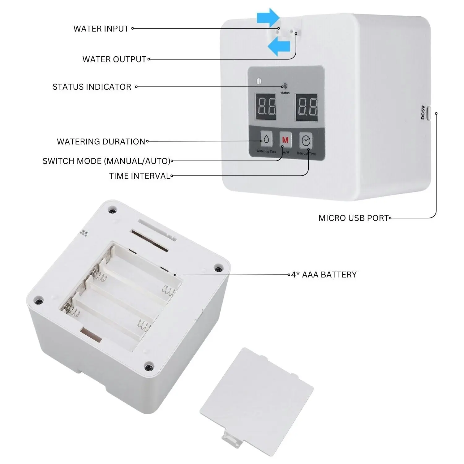 Noveden Plant Watering System with DIY 30Day Programmable (White) NE-PWD-101-JCE