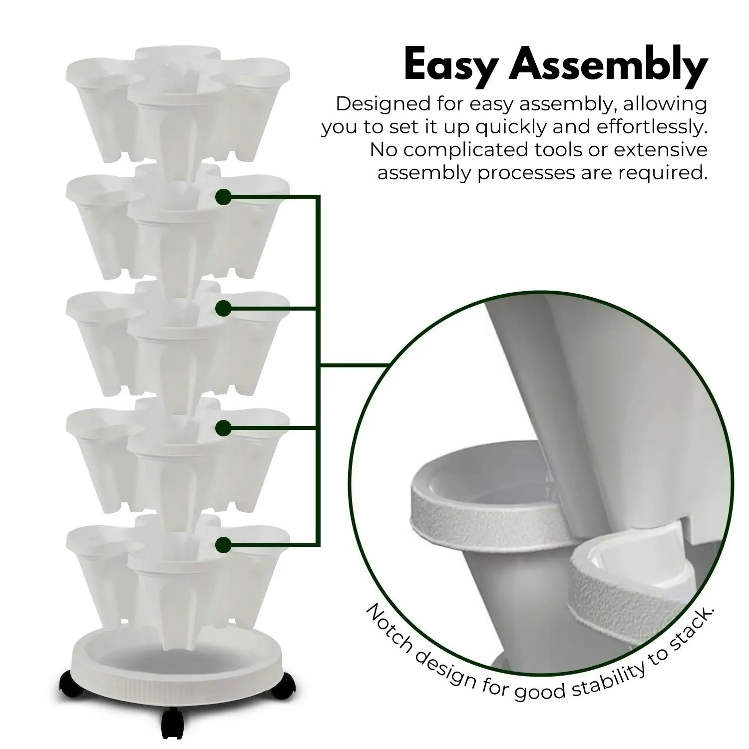 Noveden 5 Tier Stacking Planter Vertical Garden Planter for Herbs Strawberries