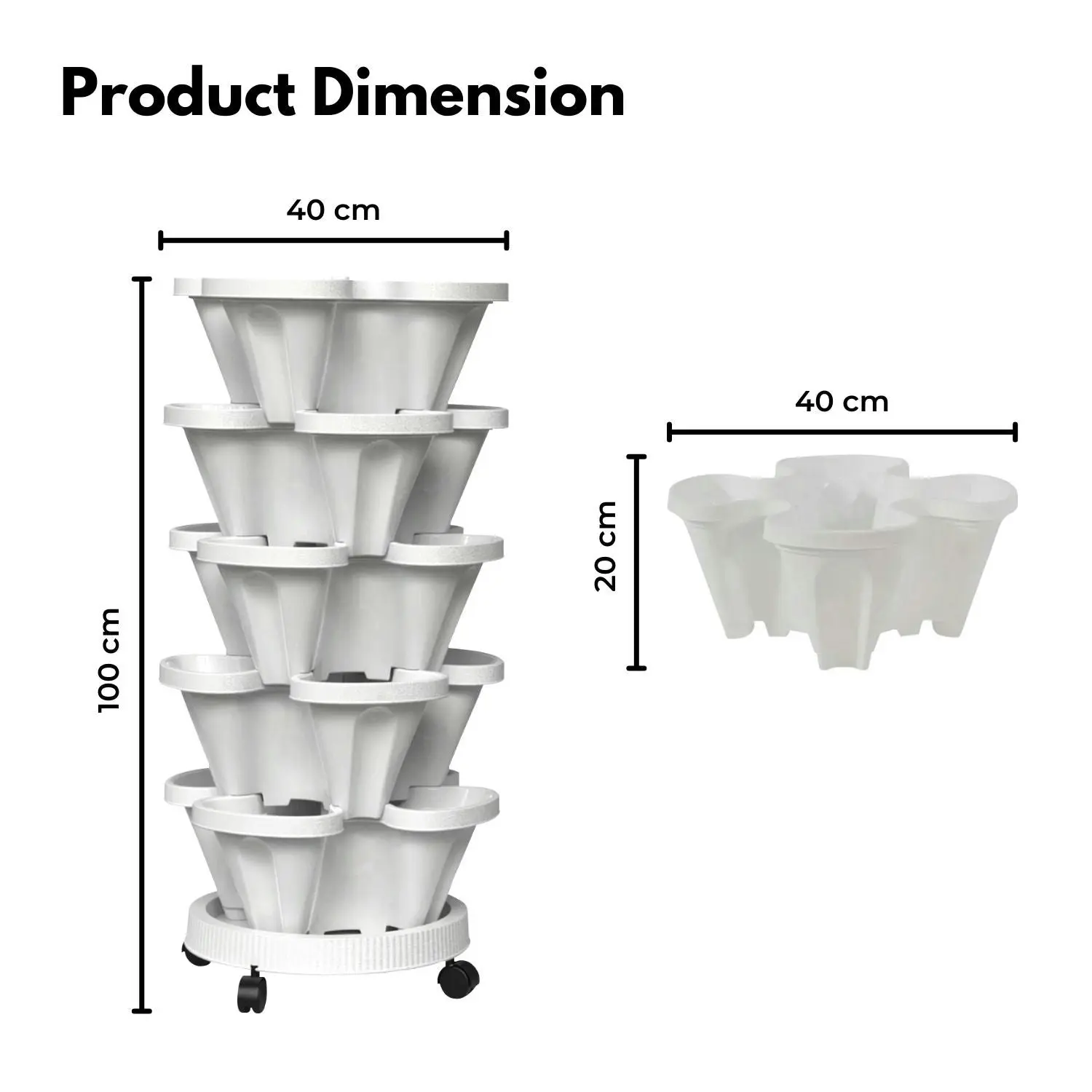 Noveden 5 Tier Stacking Planter Vertical Garden Planter for Herbs Strawberries