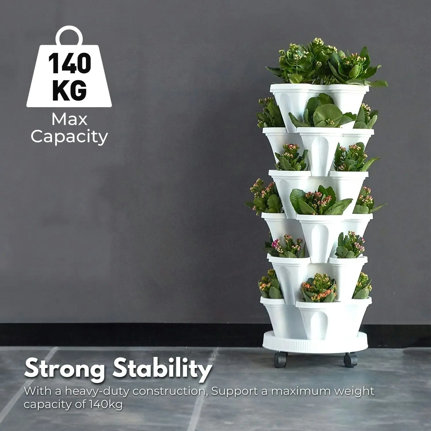 Noveden 5 Tier Stacking Planter Vertical Garden Planter for Herbs Strawberries