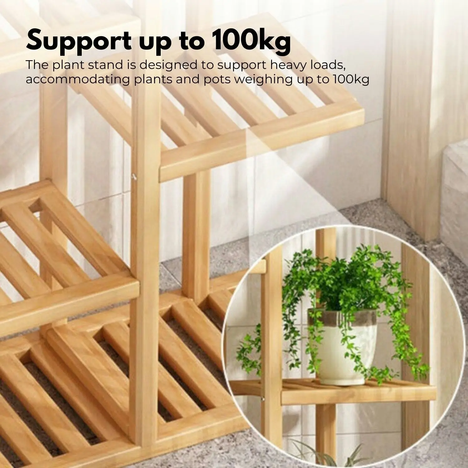 Noveden Bamboo Plant Stand Rack 6 tier 7 Potted Large Capacity 120cm