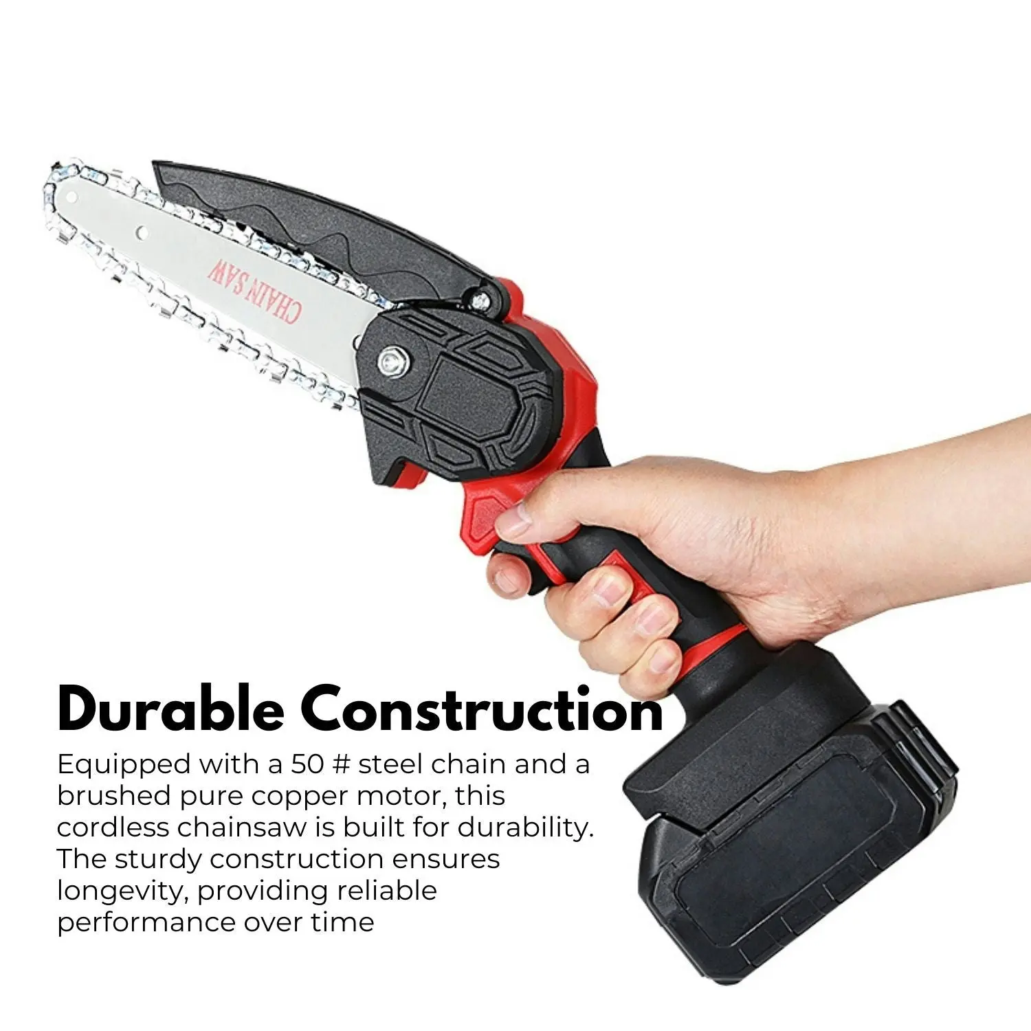 RYNOMATE Portable 6 Inch Mini Handheld Cordless Electric Chainsaw Rechargeable