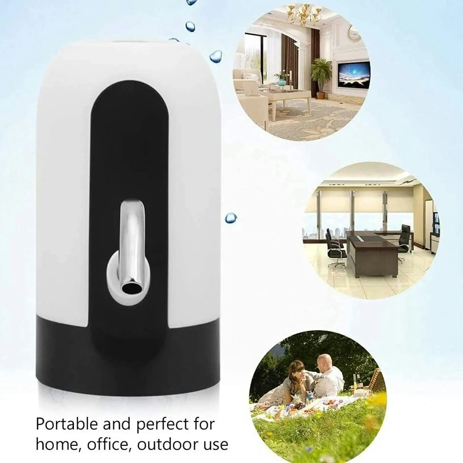 Gominimo USB Rechargeable Easy to Carry Electric Water Dispenser Pump Black