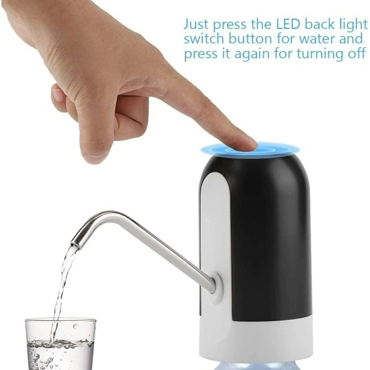 Gominimo USB Rechargeable Easy to Carry Electric Water Dispenser Pump Black