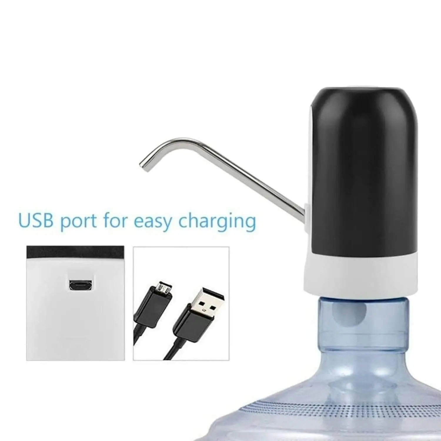 Gominimo USB Rechargeable Easy to Carry Electric Water Dispenser Pump Black