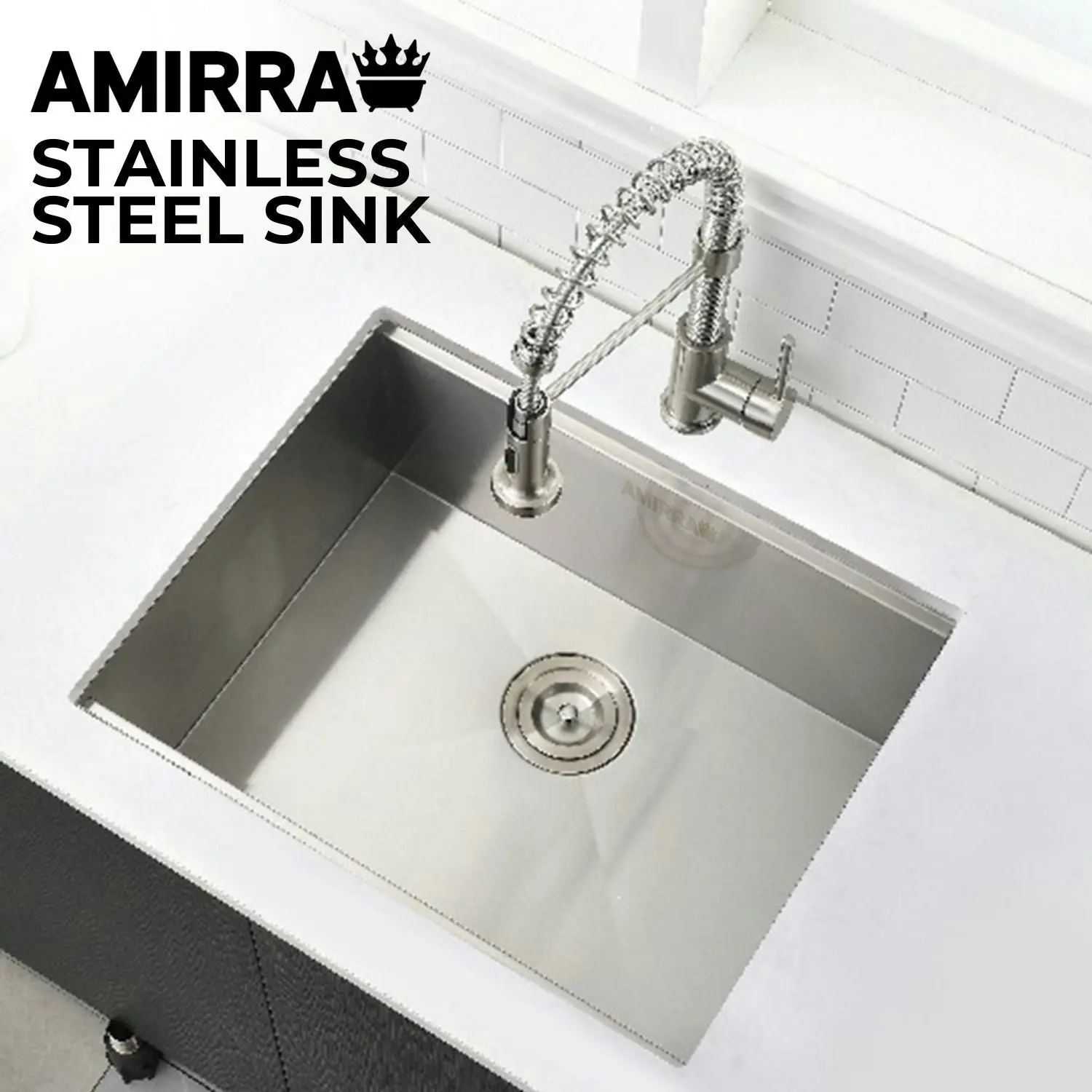 Amirra Kitchen Stainless Steel Sink 450mm x 300mm Coated Surface Silver