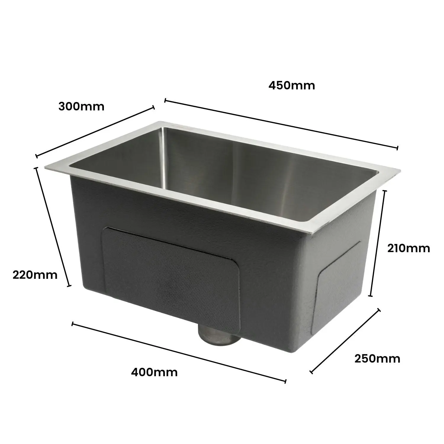 Amirra Kitchen Stainless Steel Sink 450mm x 300mm Coated Surface Silver