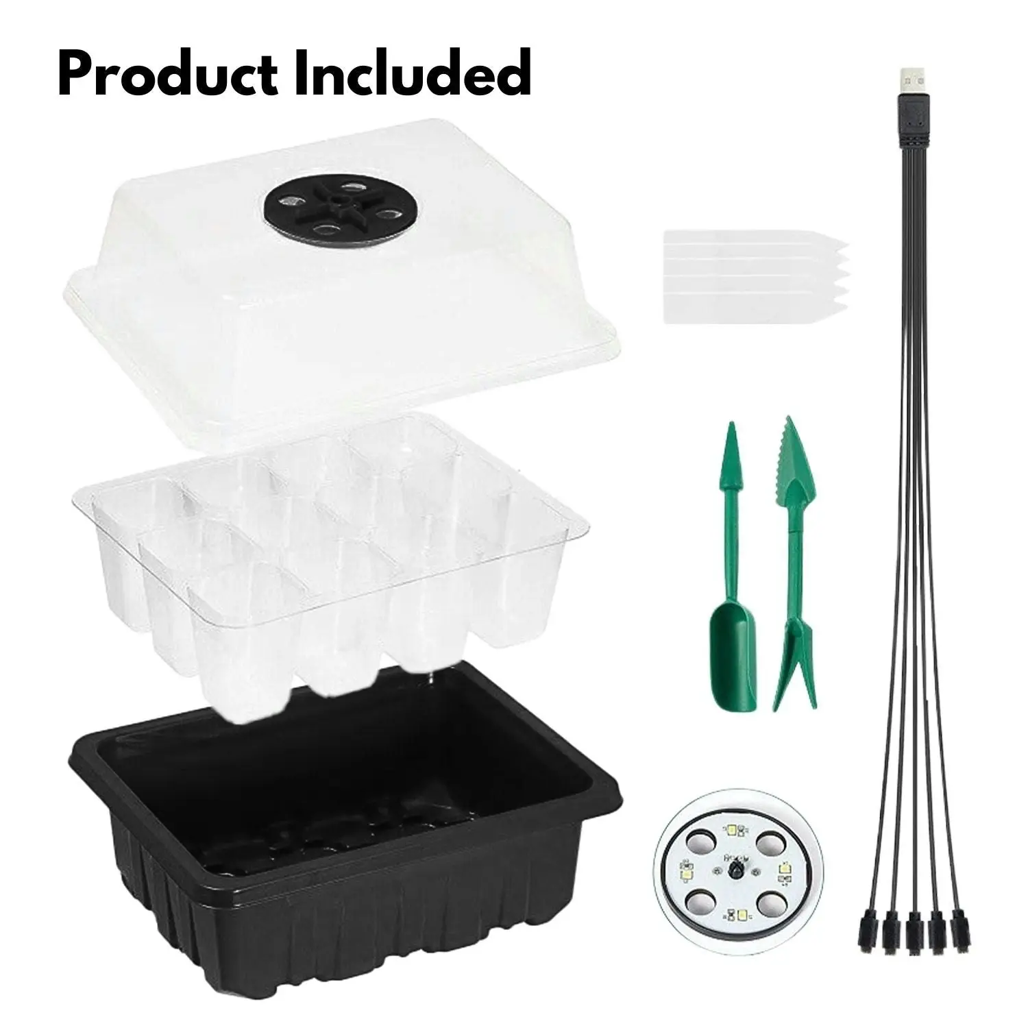 Noveden Seed Starter Tray with Grow Light Beginner Kit 12 Cell per Tray