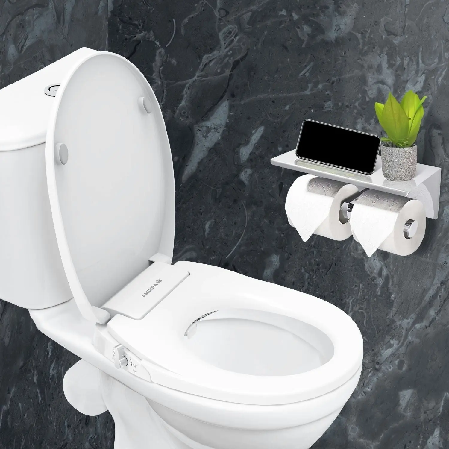 Amirra Non-electric Anti-Siphon Bidet Toilet Seat - White