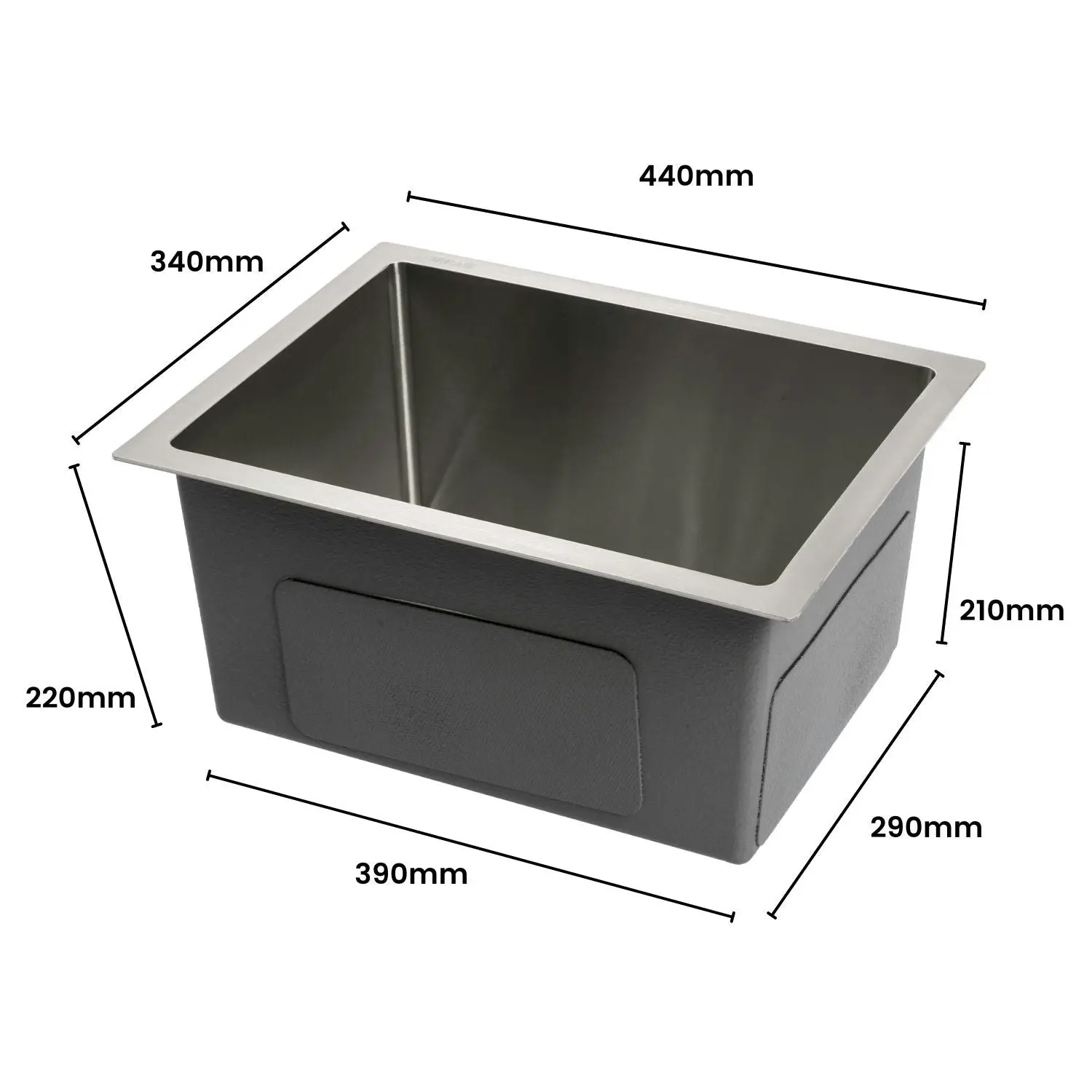 Amirra Kitchen Stainless Steel Sink 440mmx340mm with Nano Coating Silver Black