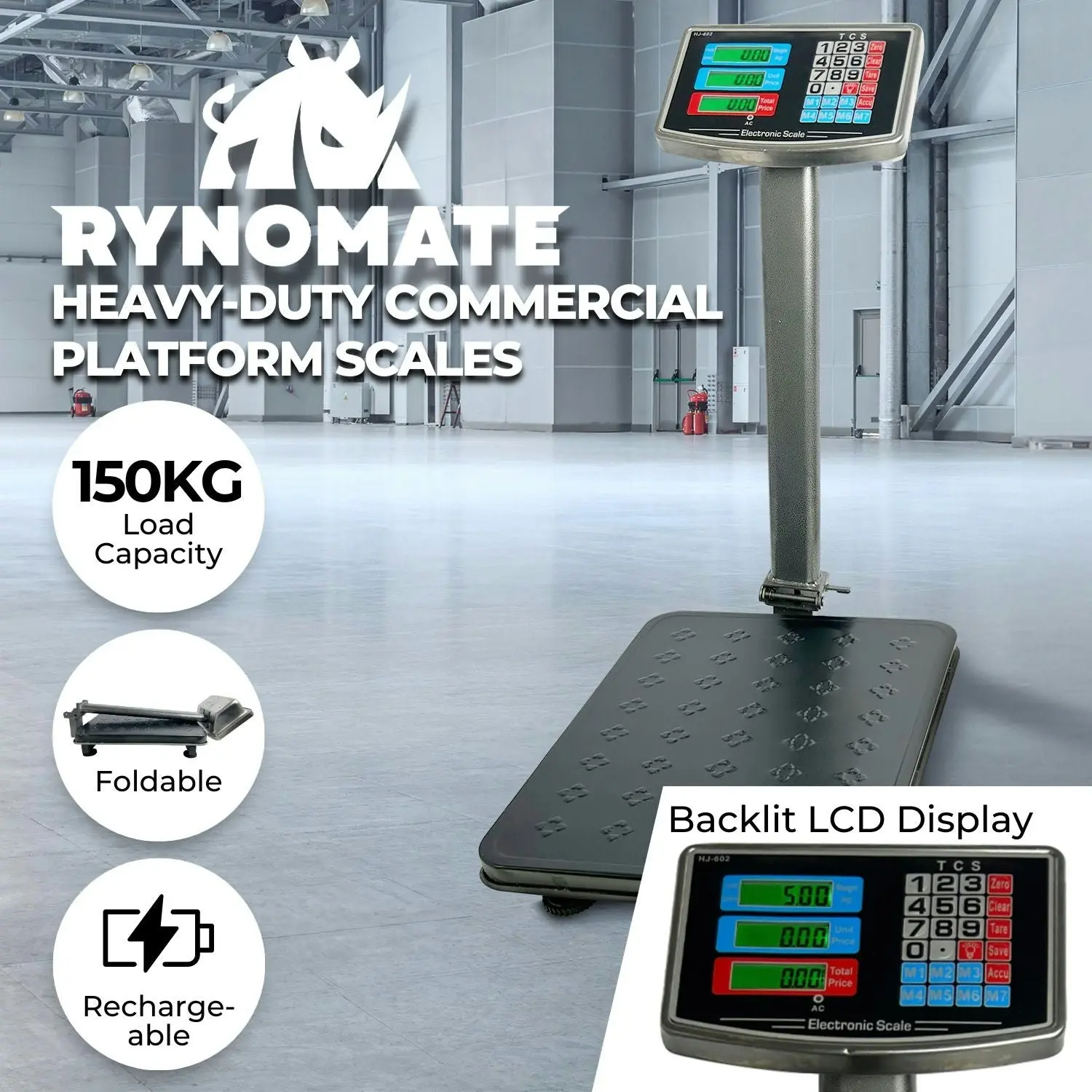 RYNOMATE 150kg Capacity Electronic Digital Commercial Platform Scale