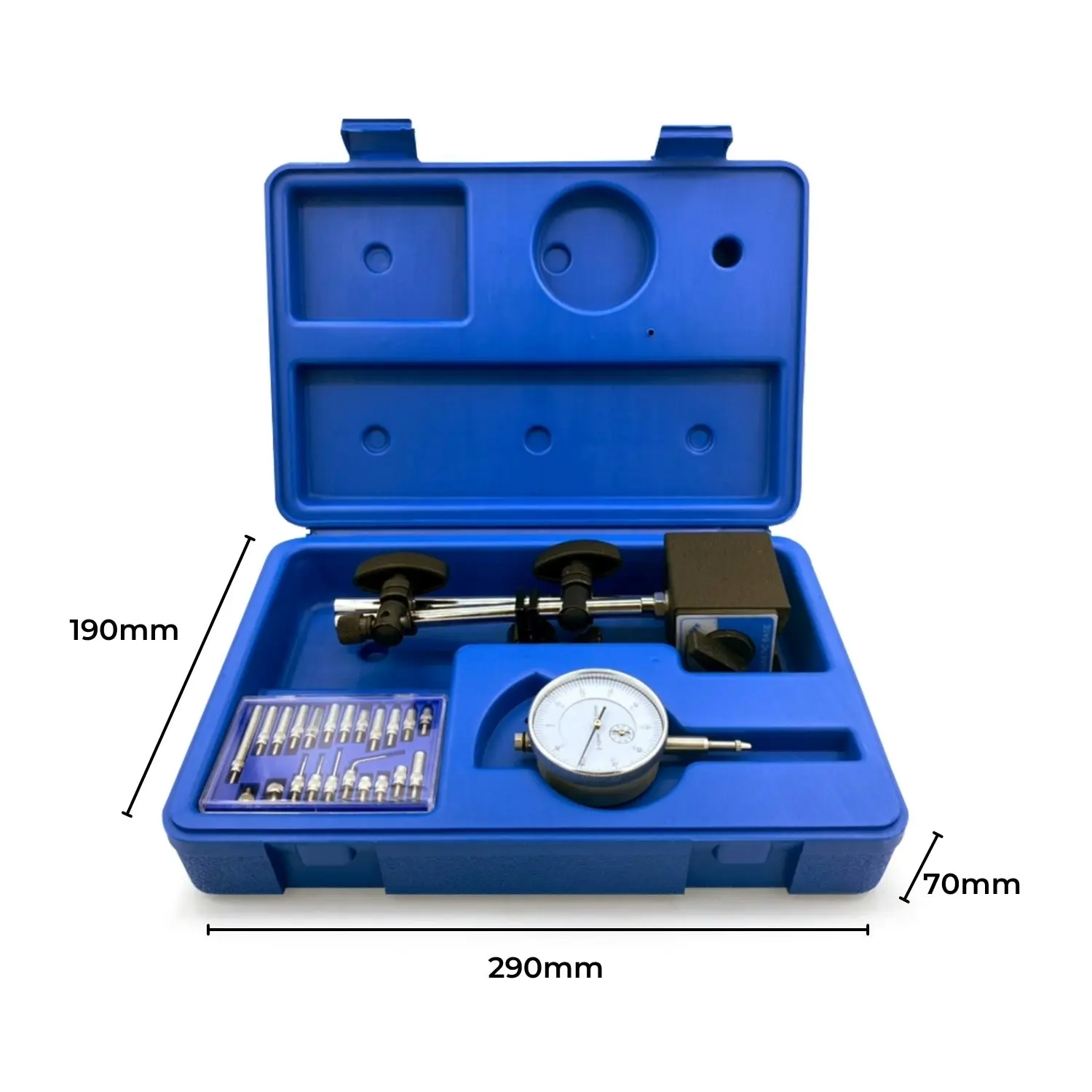 RYNOMATE Magnetic Base 0-10mm 60kg 22 Indicator Point Set Dial Indicator Gauge - Blue/Black