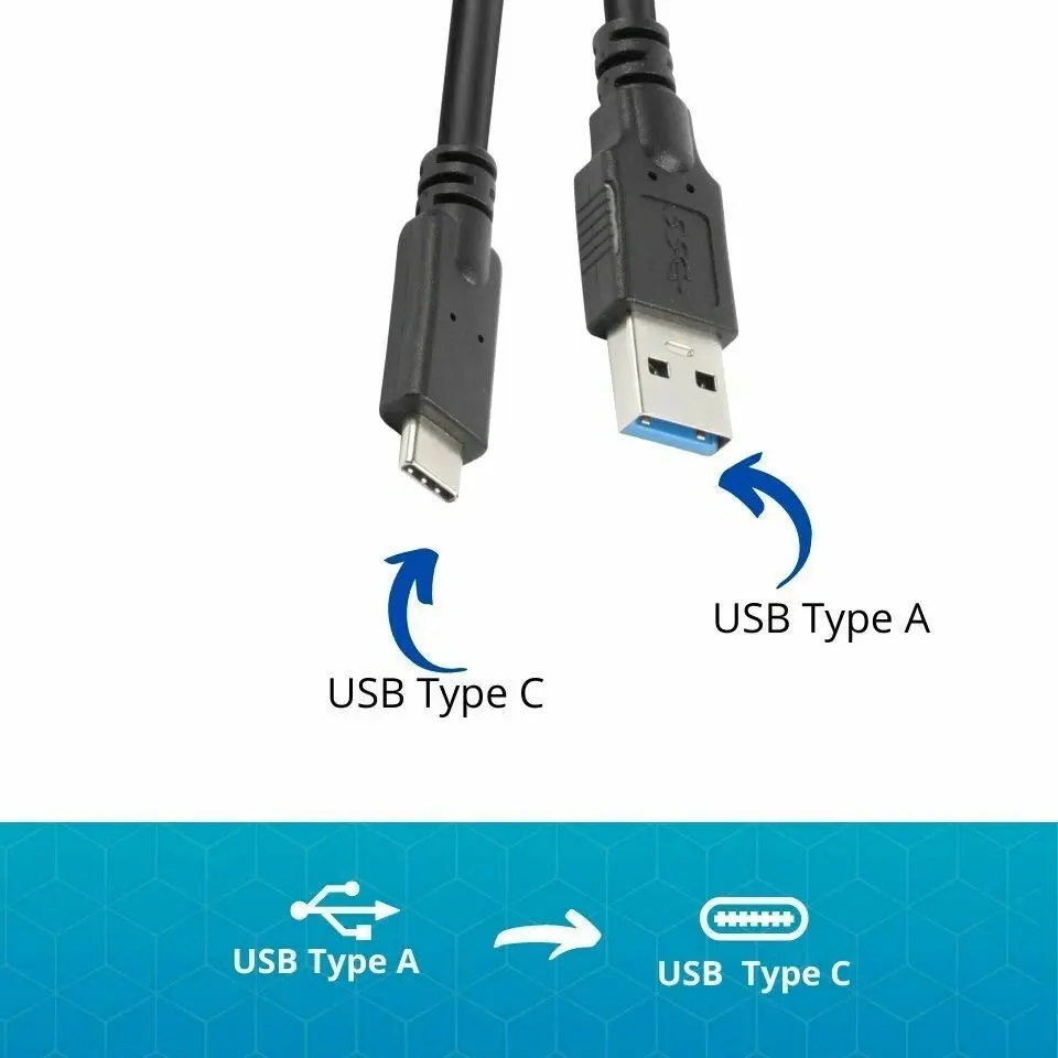 USB C to USB A Type C Cable V3.0 1m Fast Charging Data Transfer Samsung Huawei Xiaomi Google