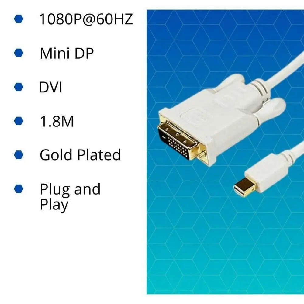 15CM Mini Displayport DP to DVI 24+1 Cable Converter 60Hz 1080P 3D Support Vcom